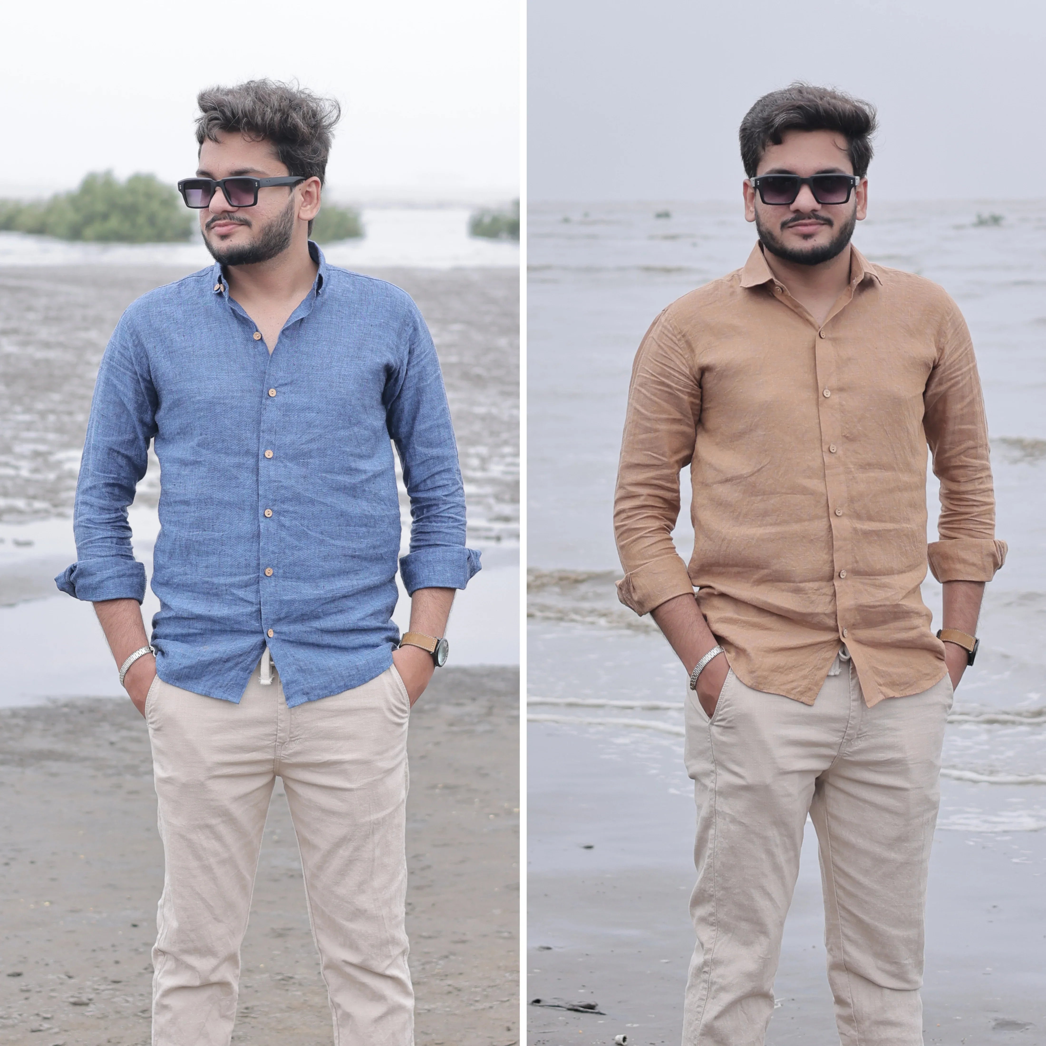 Combo of Men's Linen Blend Full Sleeve Casual Shirt