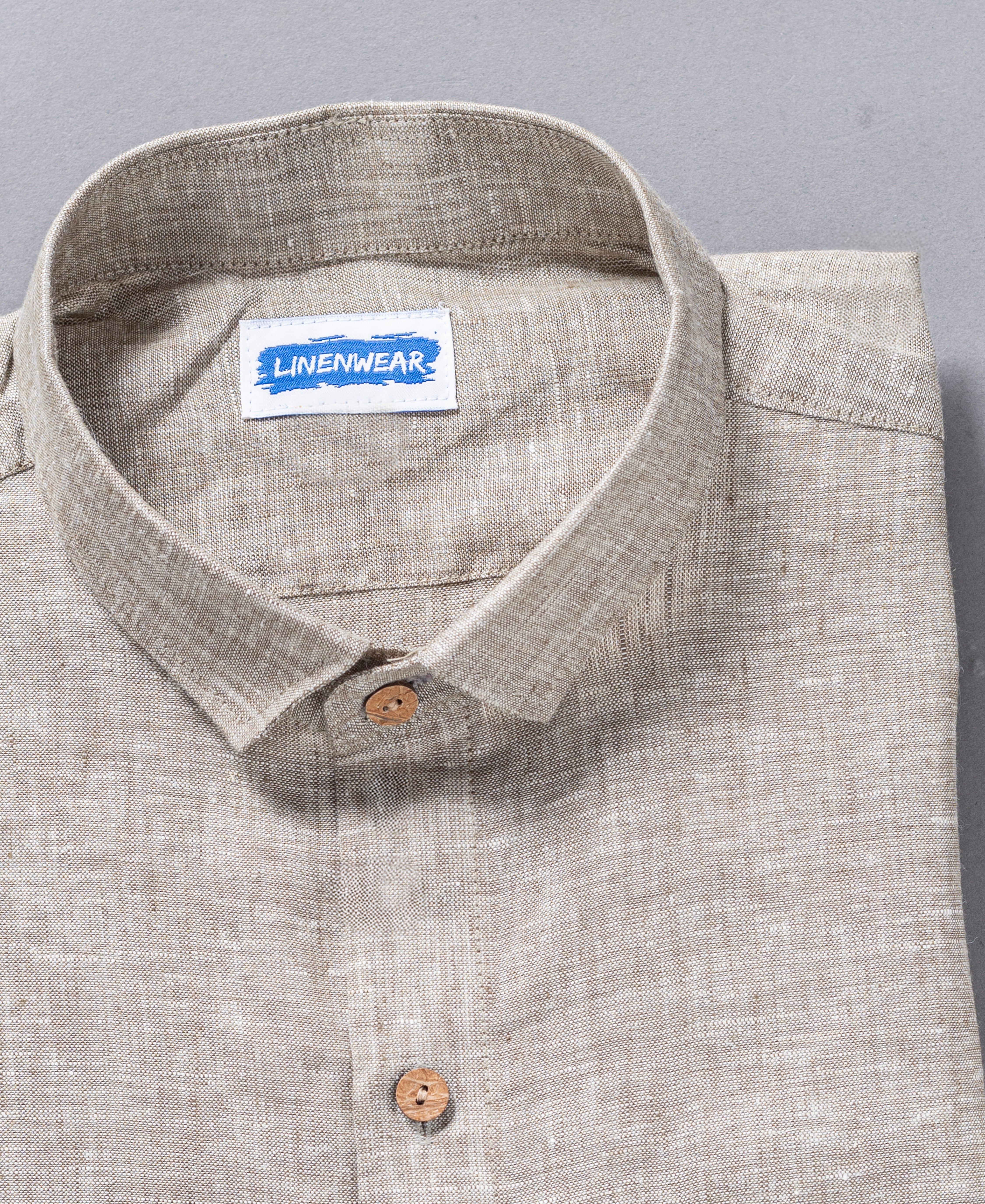 Blue and Beige Pure Linen Stylish Combo Shirt