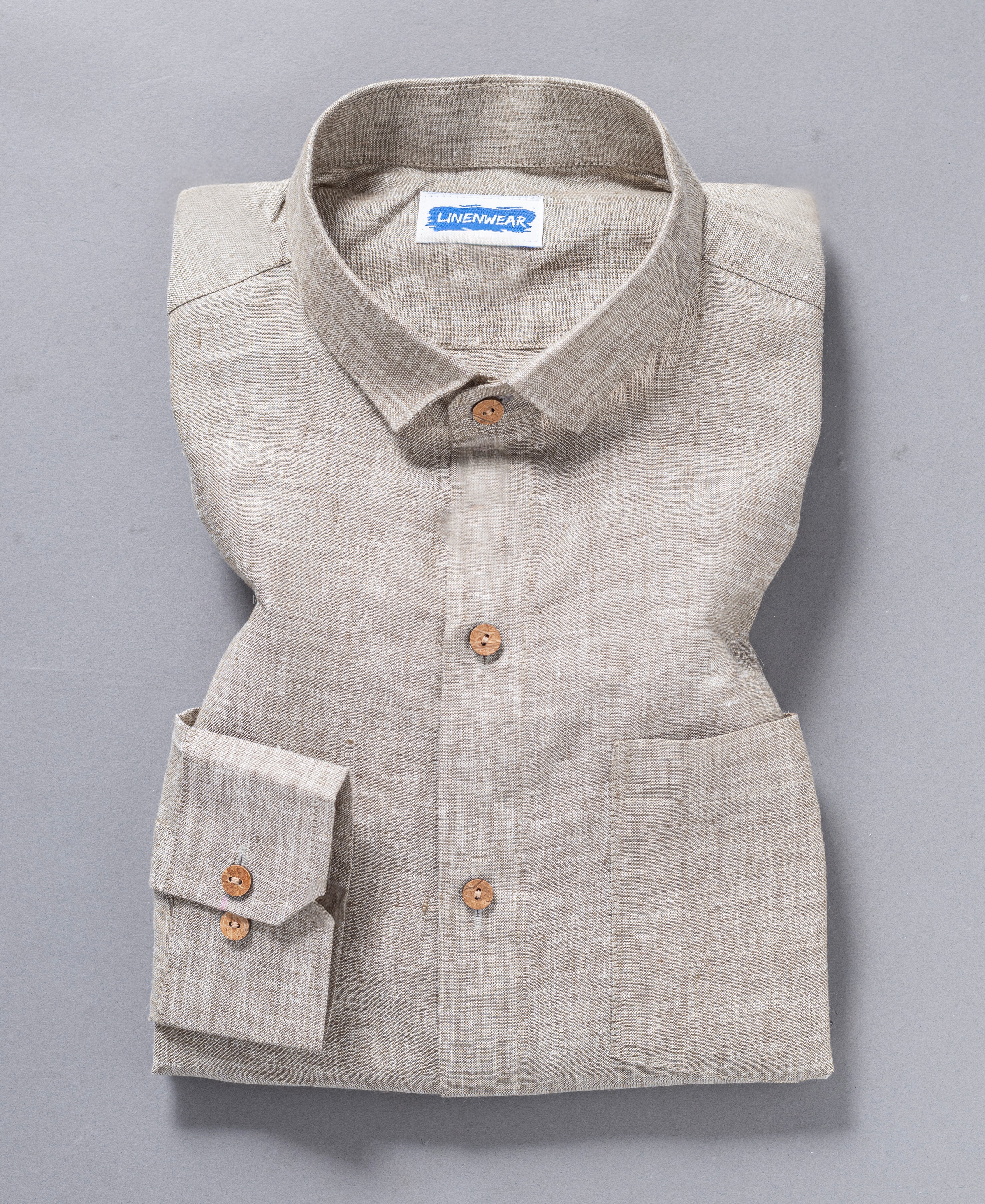 Blue and Beige Pure Linen Stylish Combo Shirt