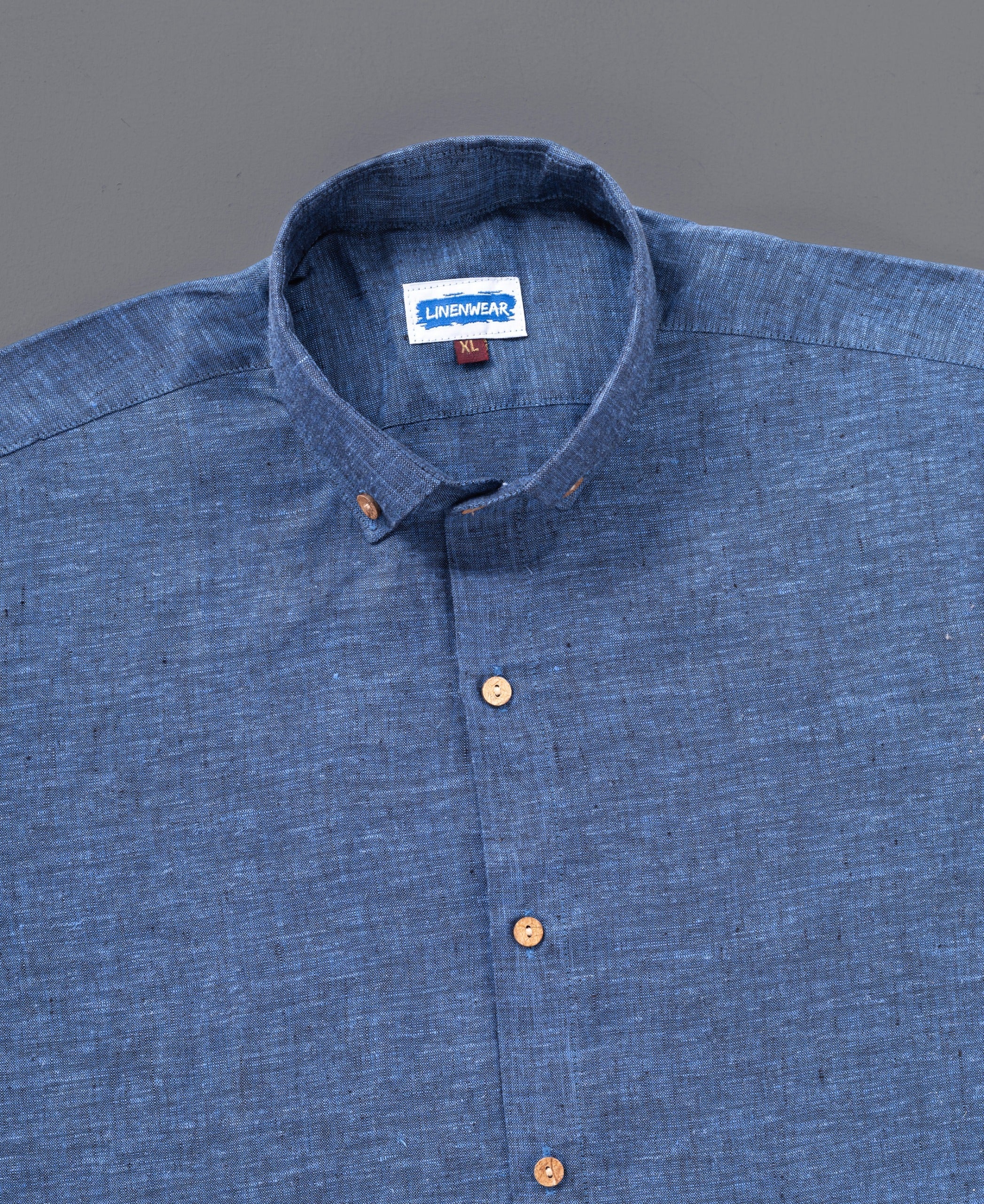 Blue and Beige Pure Linen Stylish Combo Shirt