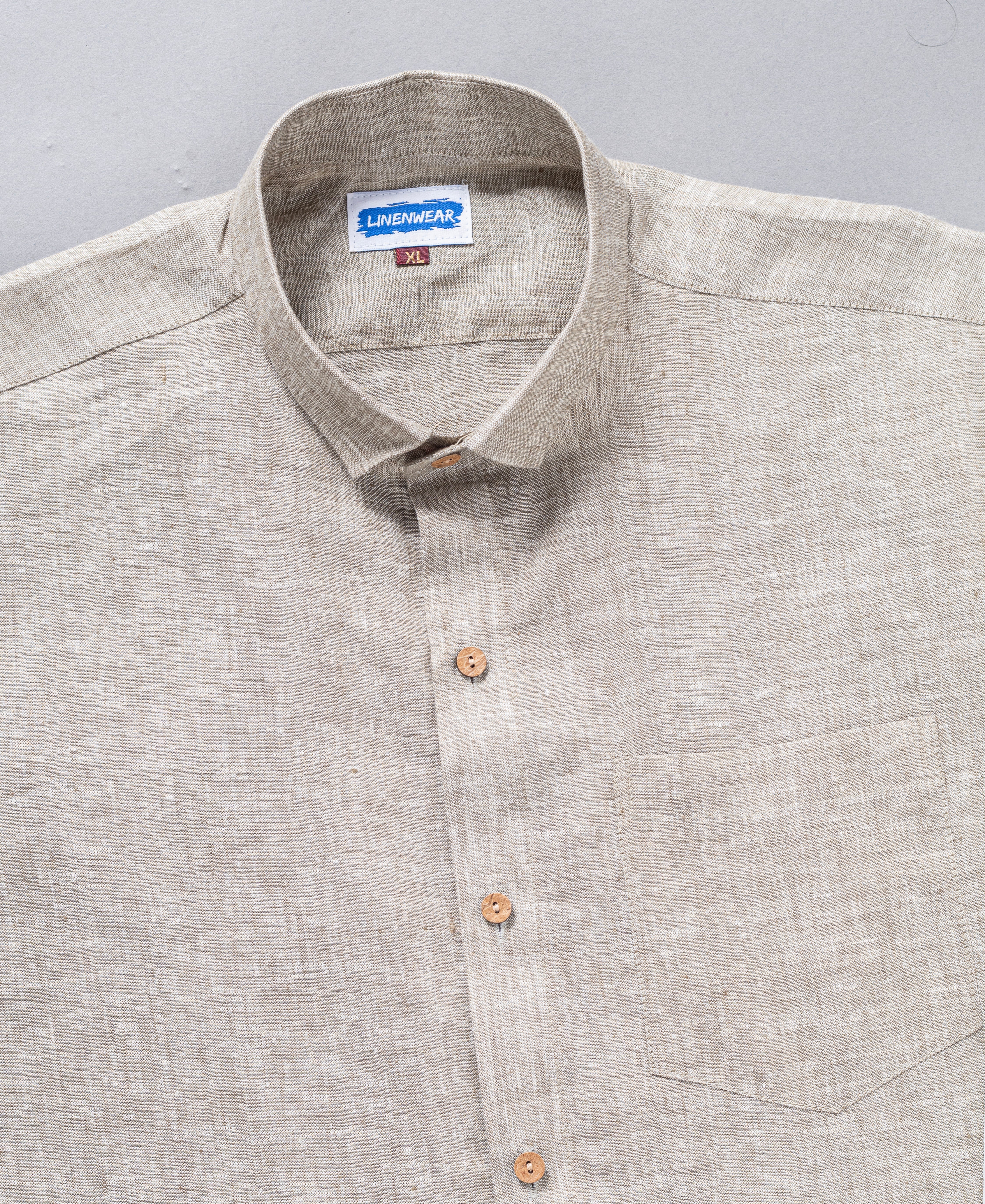 Blue and Beige Pure Linen Stylish Combo Shirt