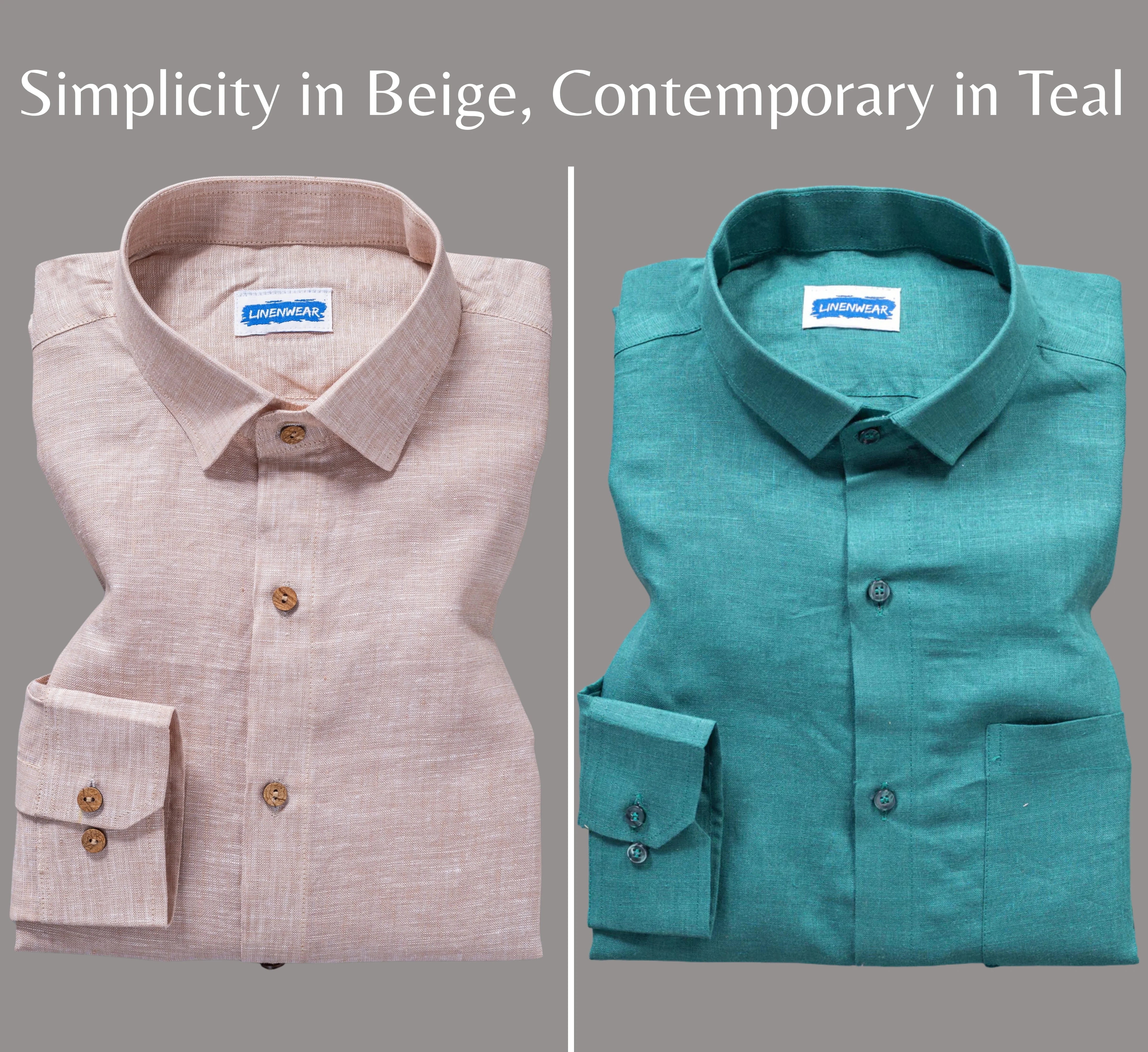 Light Pink and Green Textured Pure Linen Shirt Combo