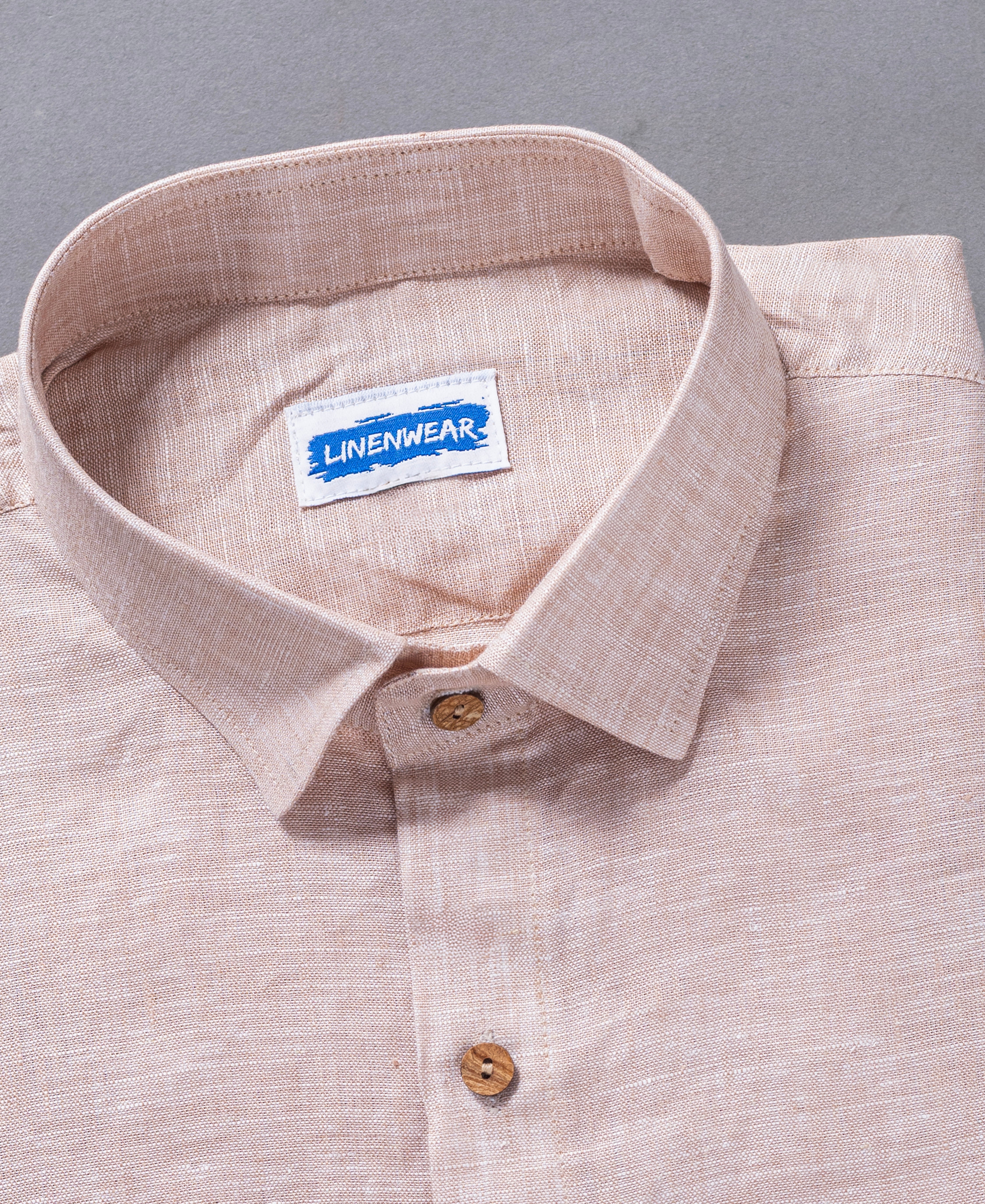 Light Pink and Green Textured Pure Linen Shirt Combo