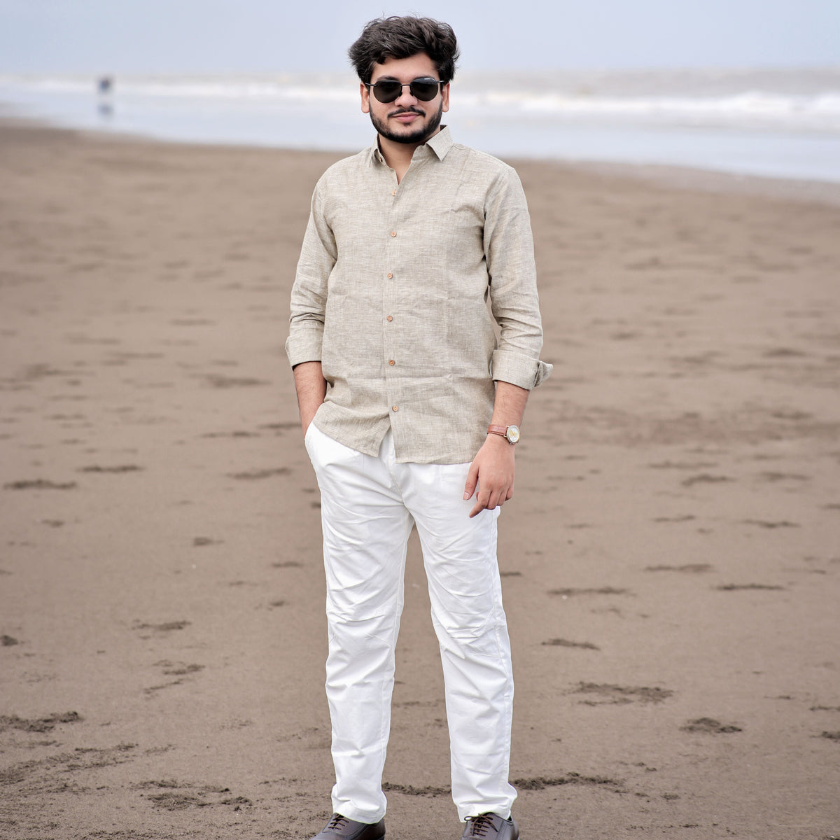 Pure Linen Combo Shirt For Men Full Sleeve