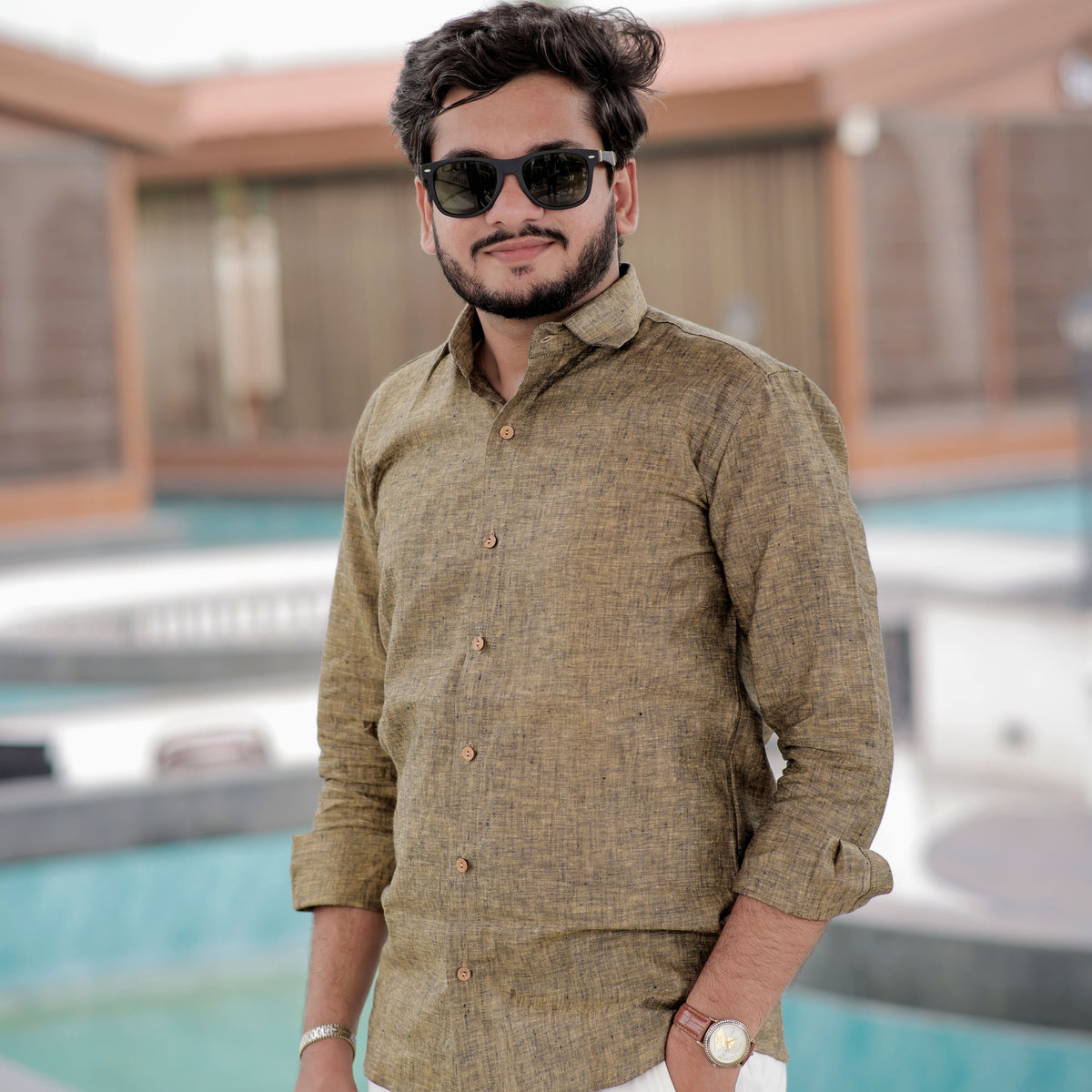 Pure Linen Combo Shirt For Men Full Sleeve