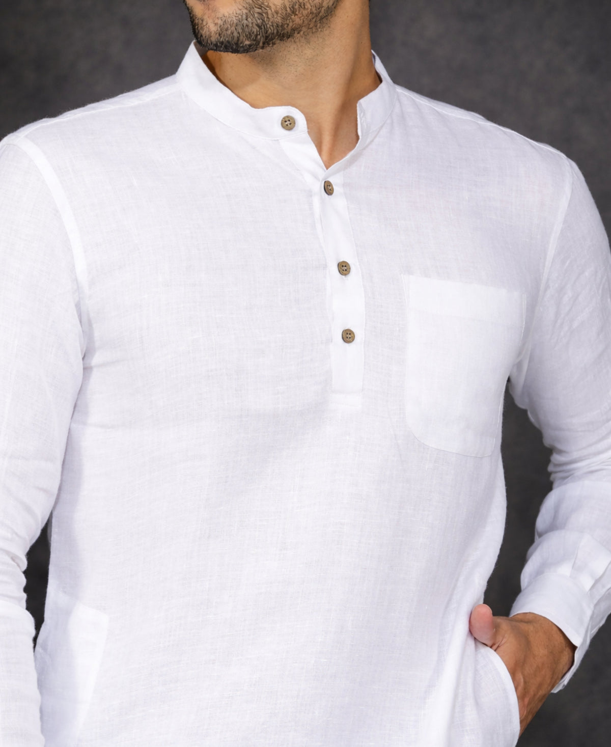 Modern Heritage Men’s Pure Linen White Kurta