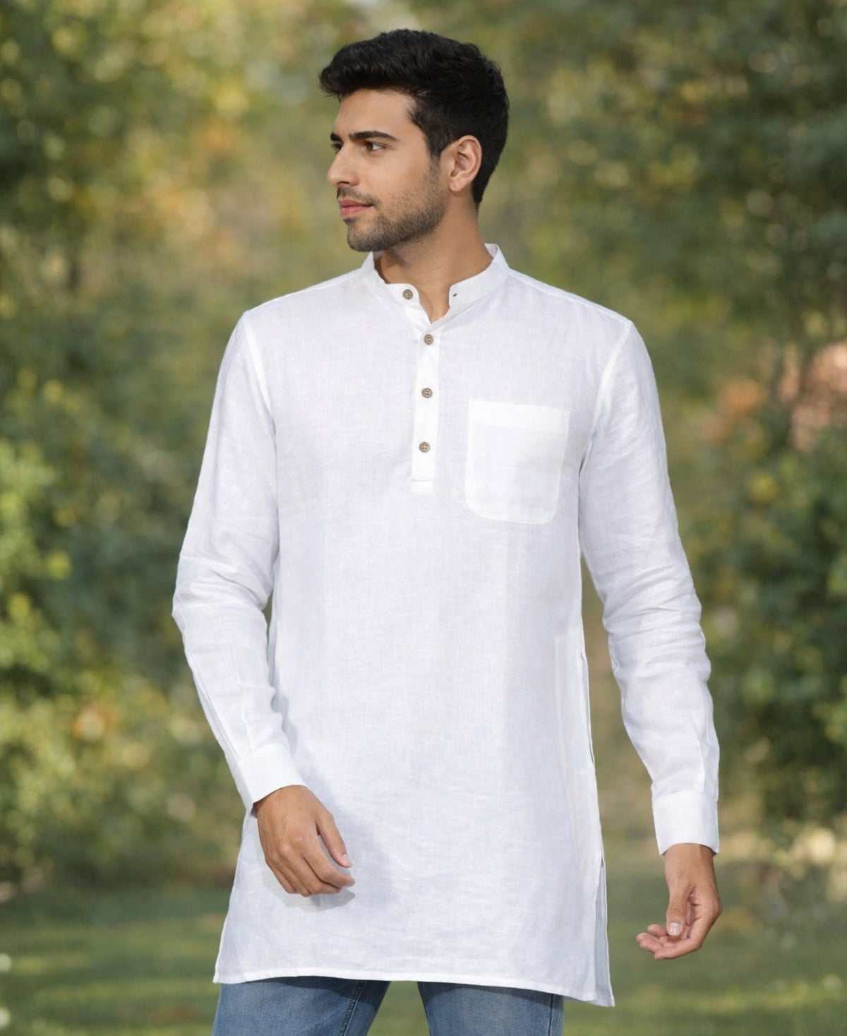 Urban Ethnic Pure Linen Kurta in Classic White