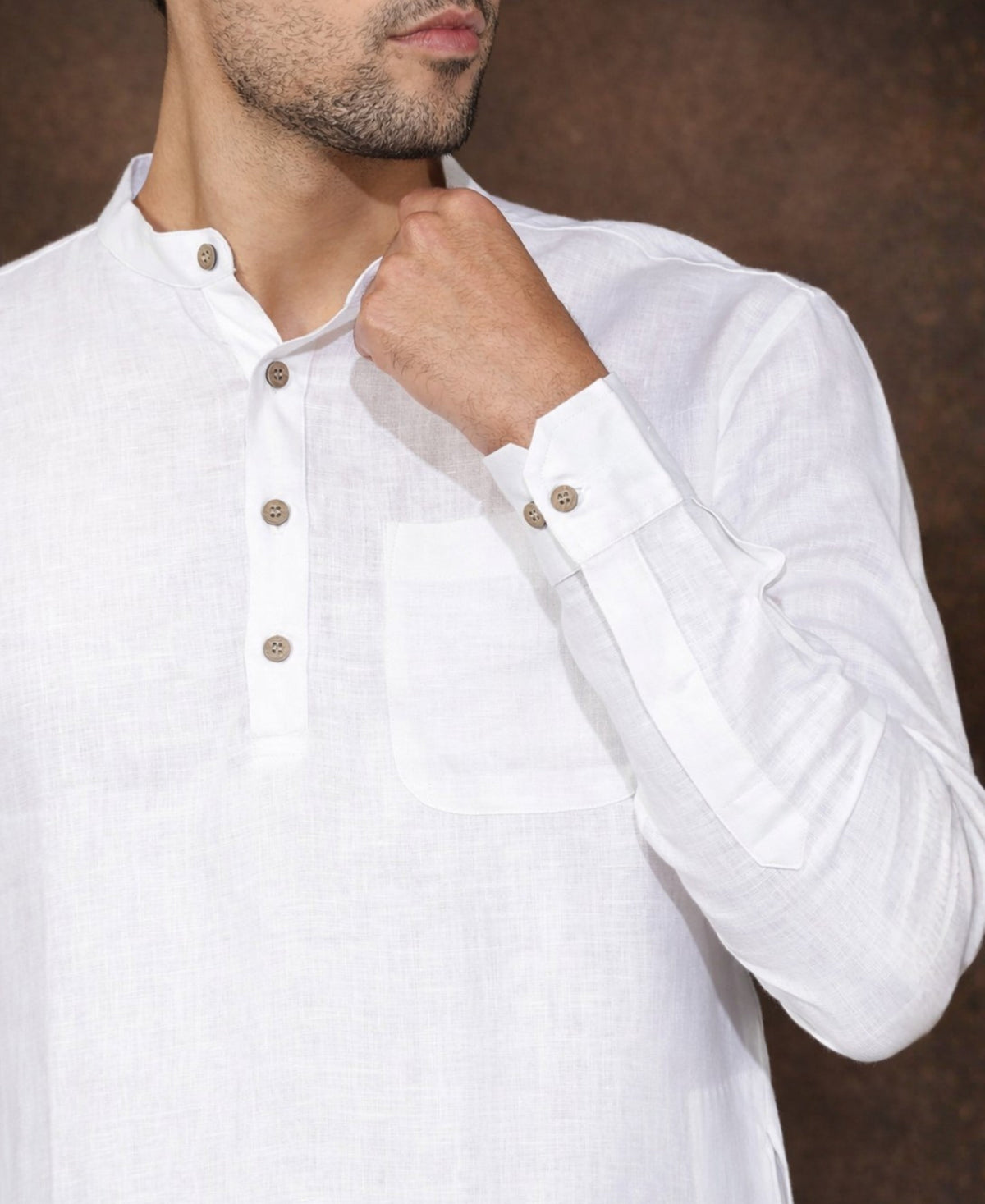 Urban Ethnic Pure Linen Kurta in Classic White