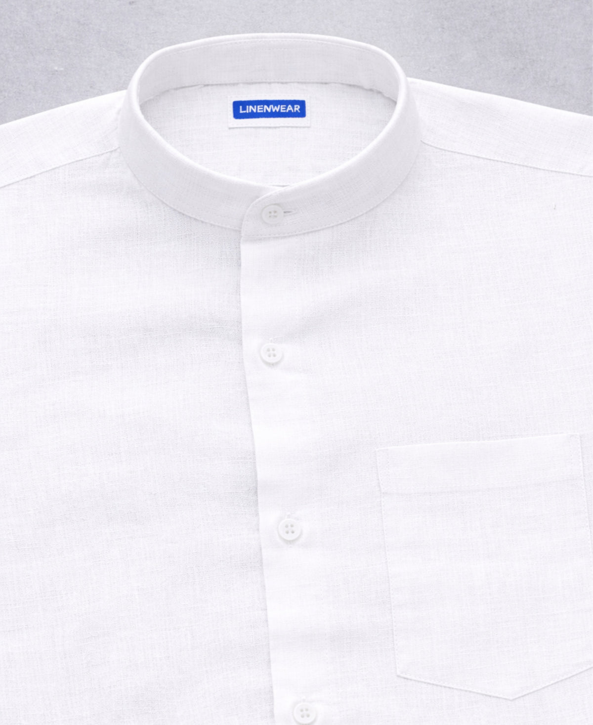 Band Collar Pure Linen Shirt for Men Elegant Look