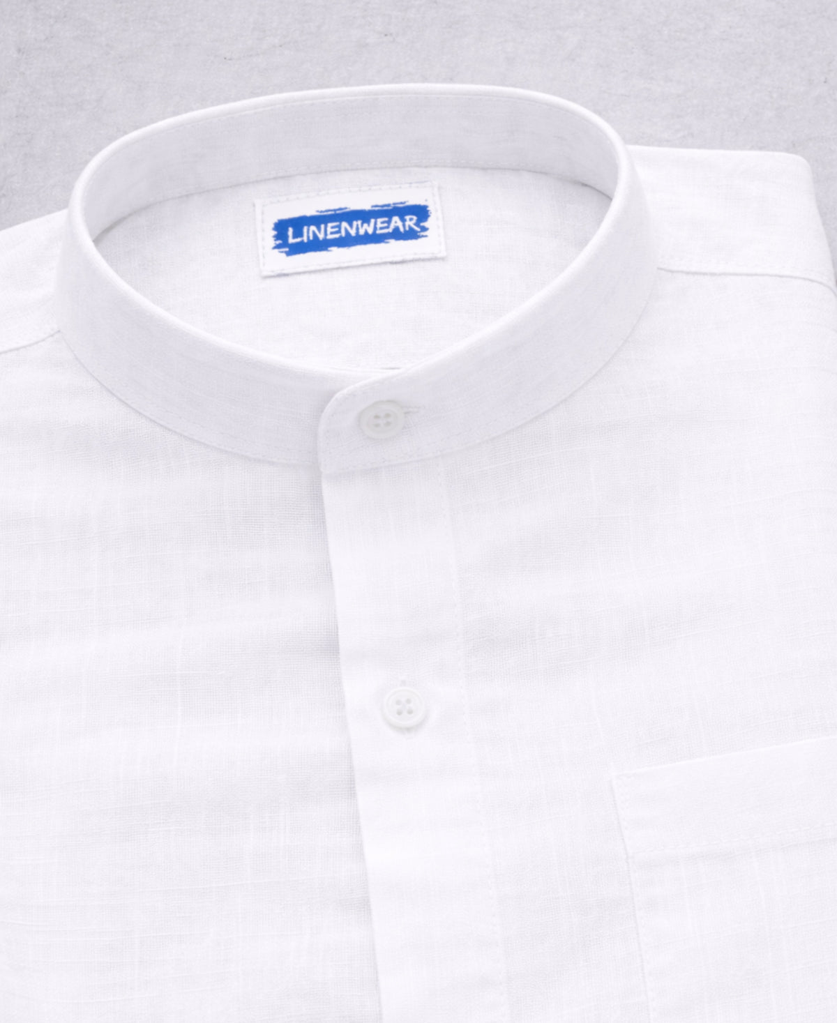 Band Collar Pure Linen Shirt for Men Elegant Look