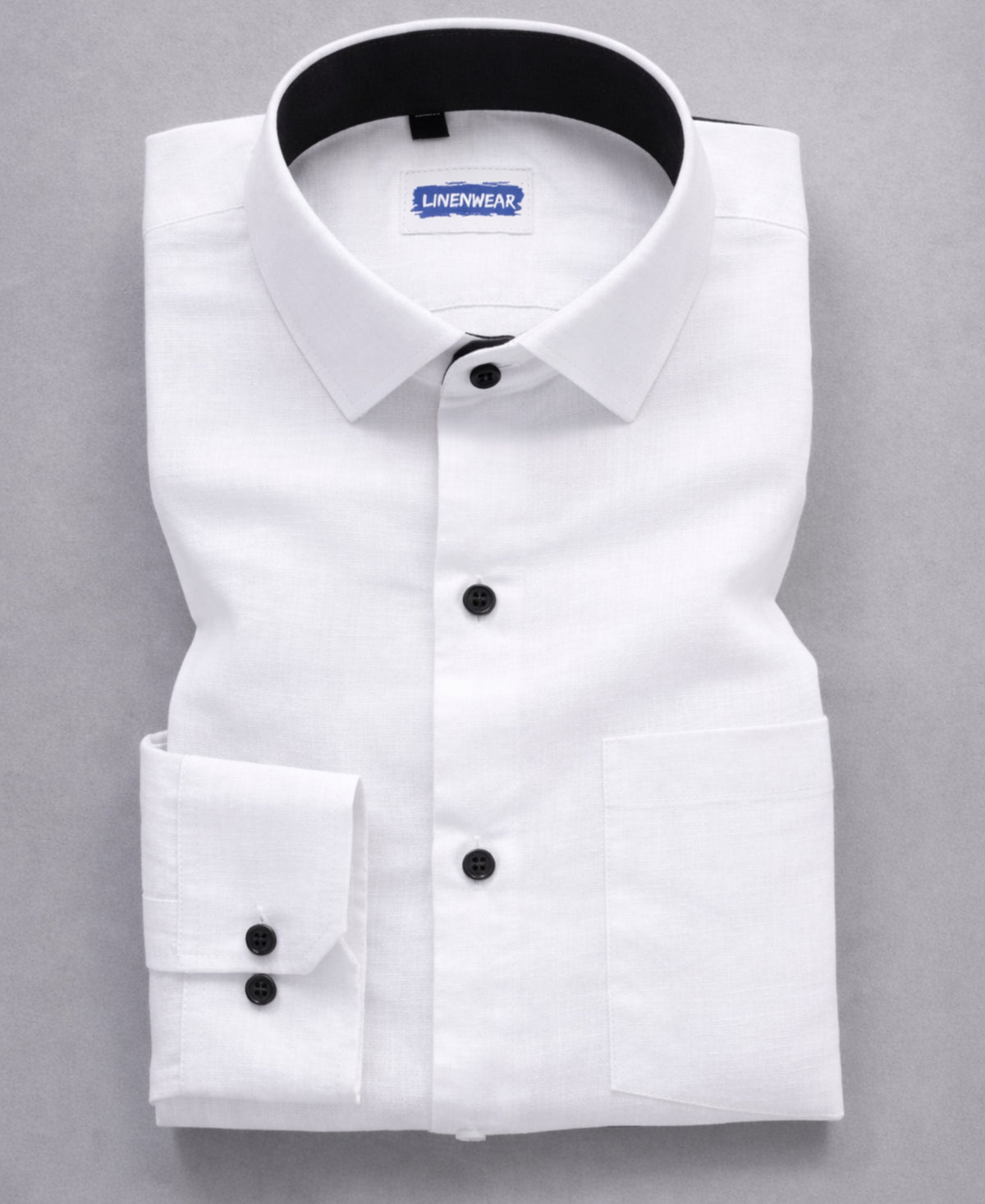 Modern Style Pure Linen White Shirt With Contrast Button