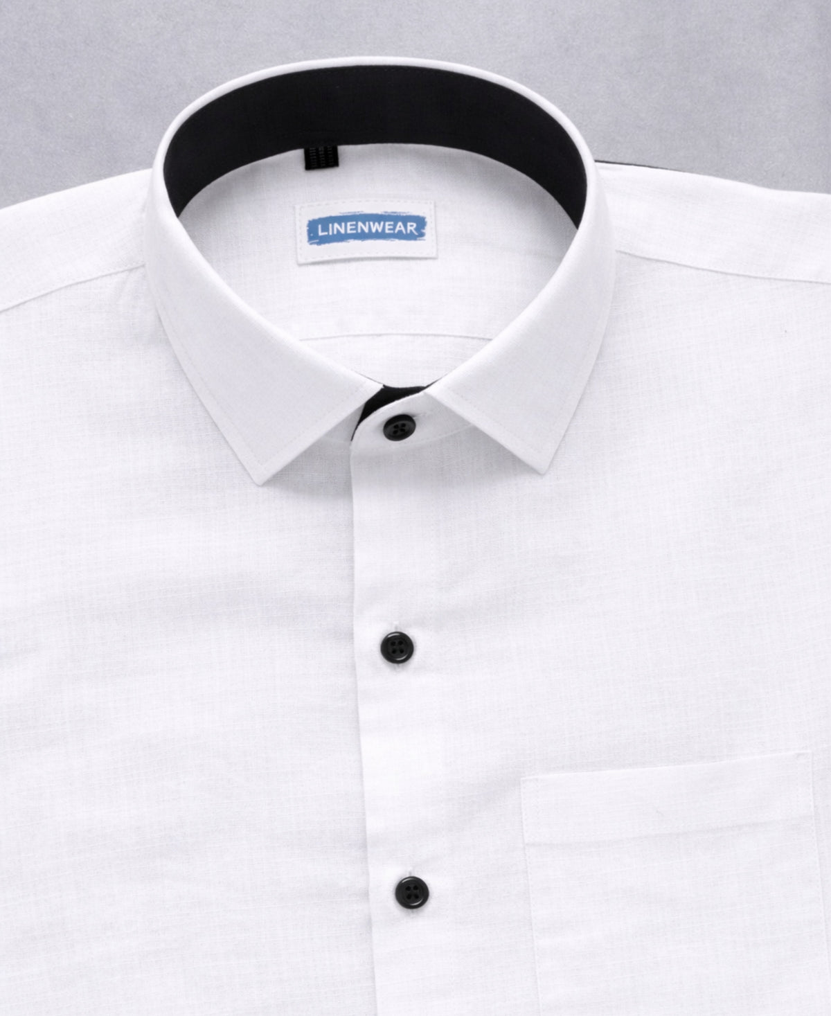 Modern Style Pure Linen White Shirt With Contrast Button