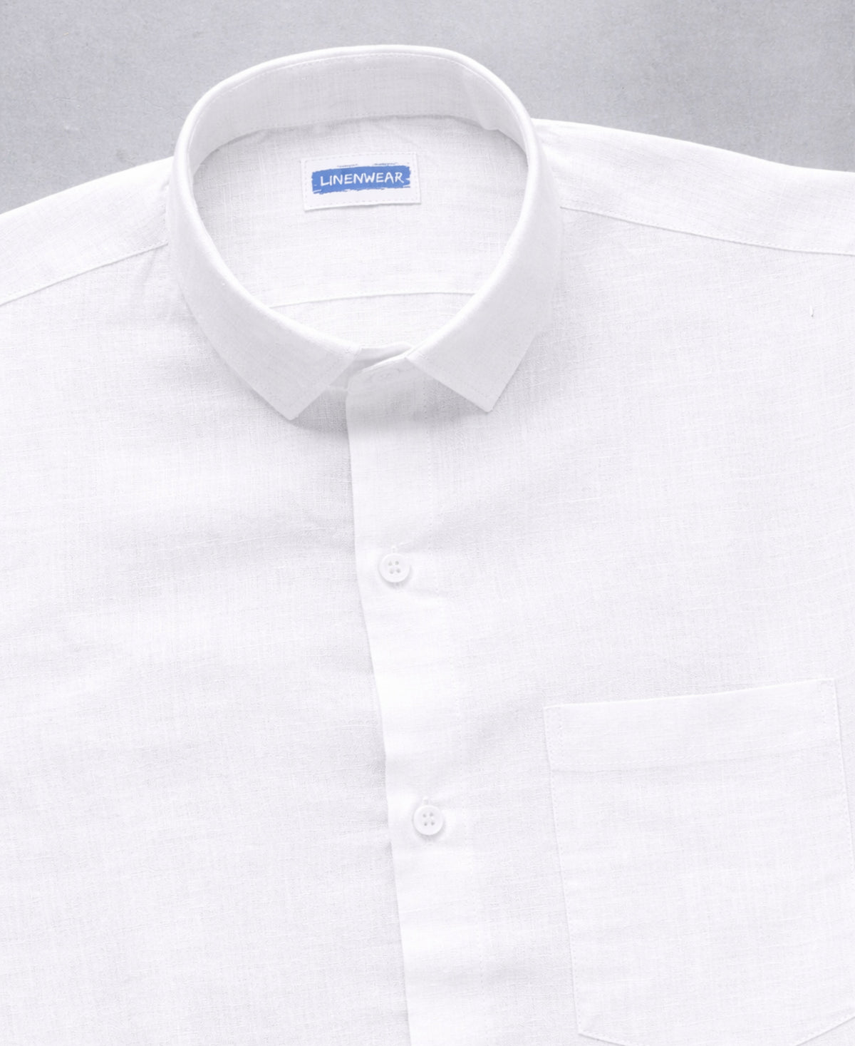 Regular Fit Solid White Pure Linen Shirt For Men