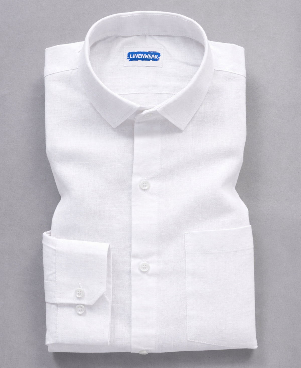 White Pure Linen Shirt for Men Elegant Casual Wear