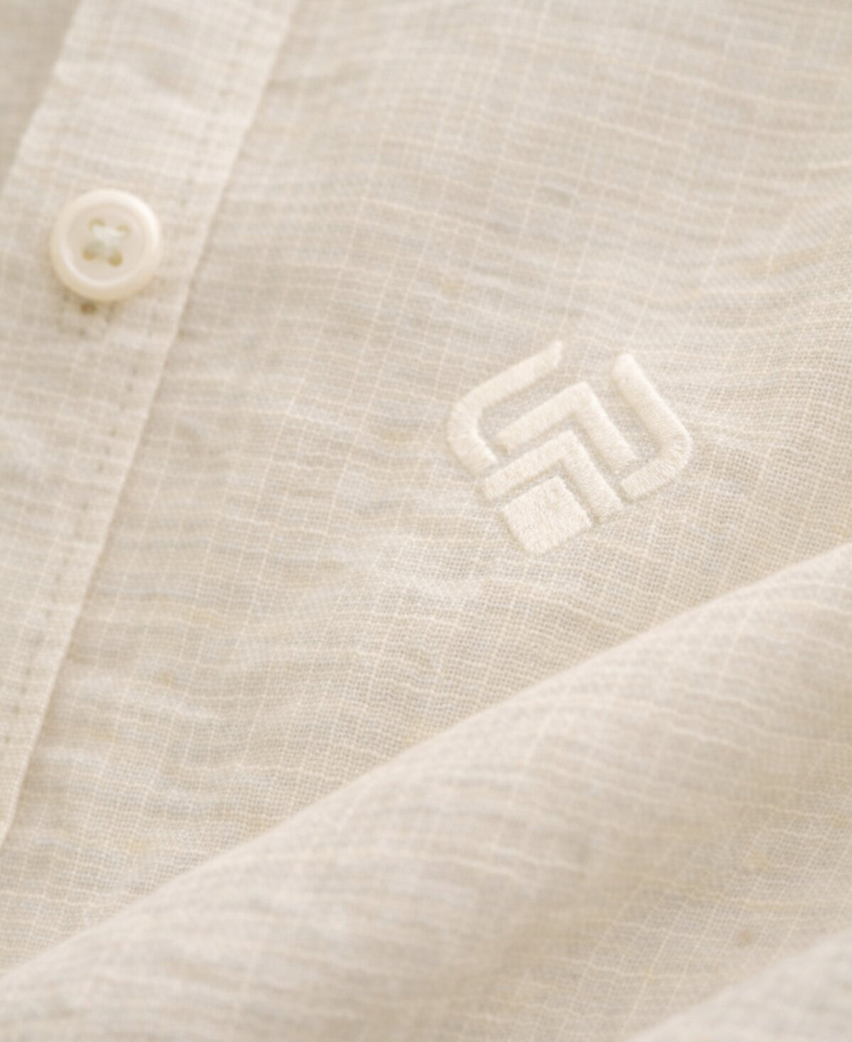 Classic Cream Pure Linen Casual Shirt With Half Sleeve