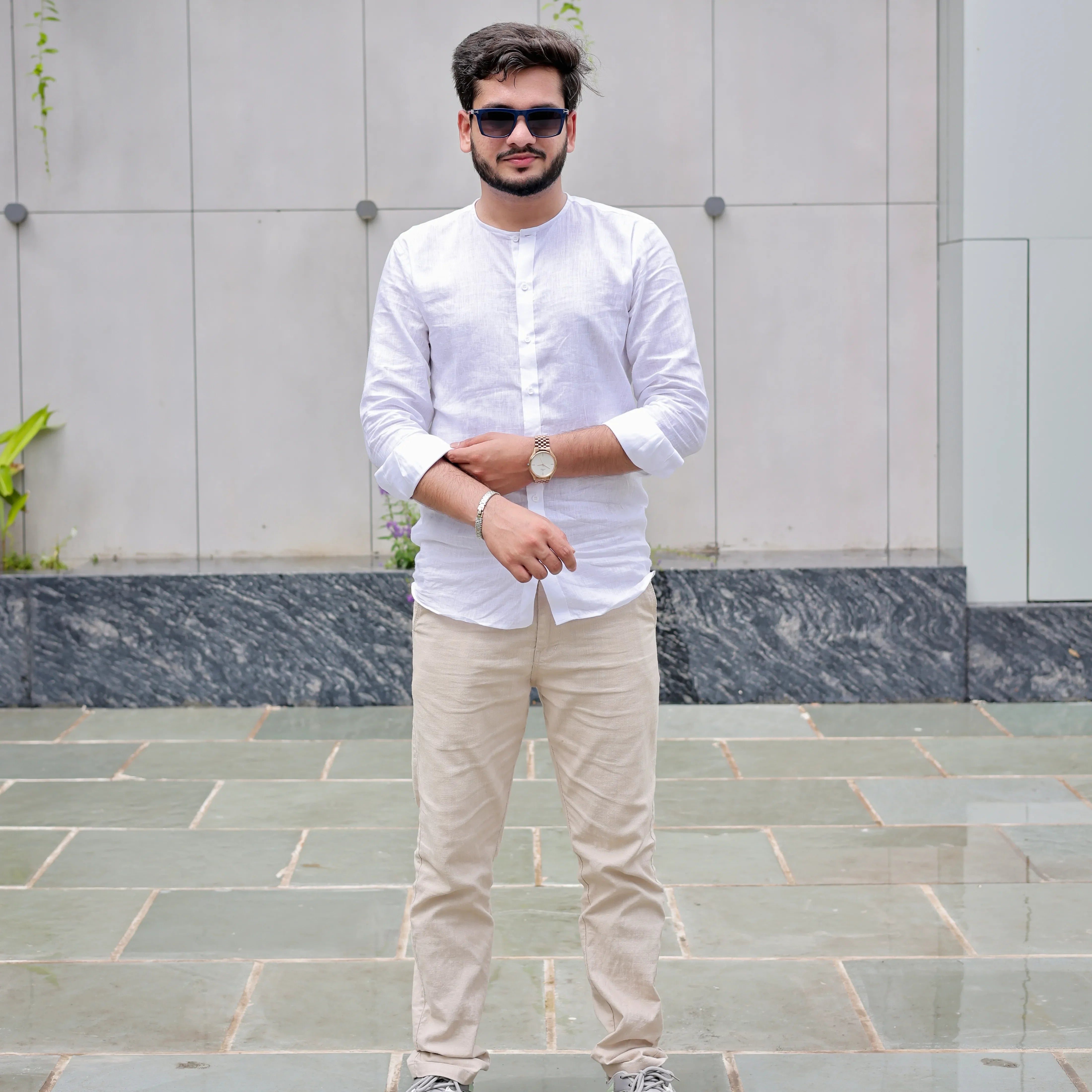 white kurta linen shirt