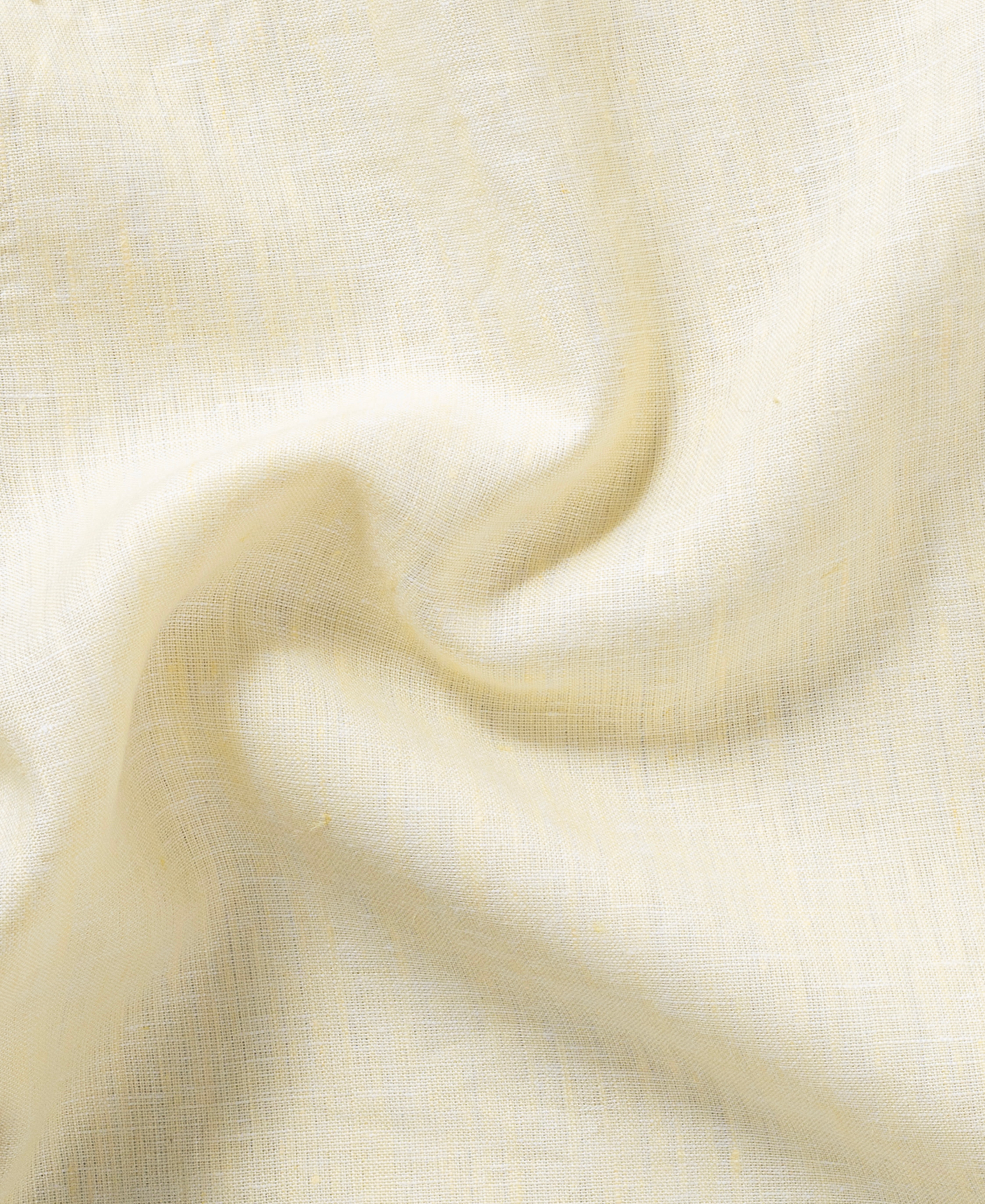 Light Yellow Solid Pure Linen Spread Collar Shirt for Men