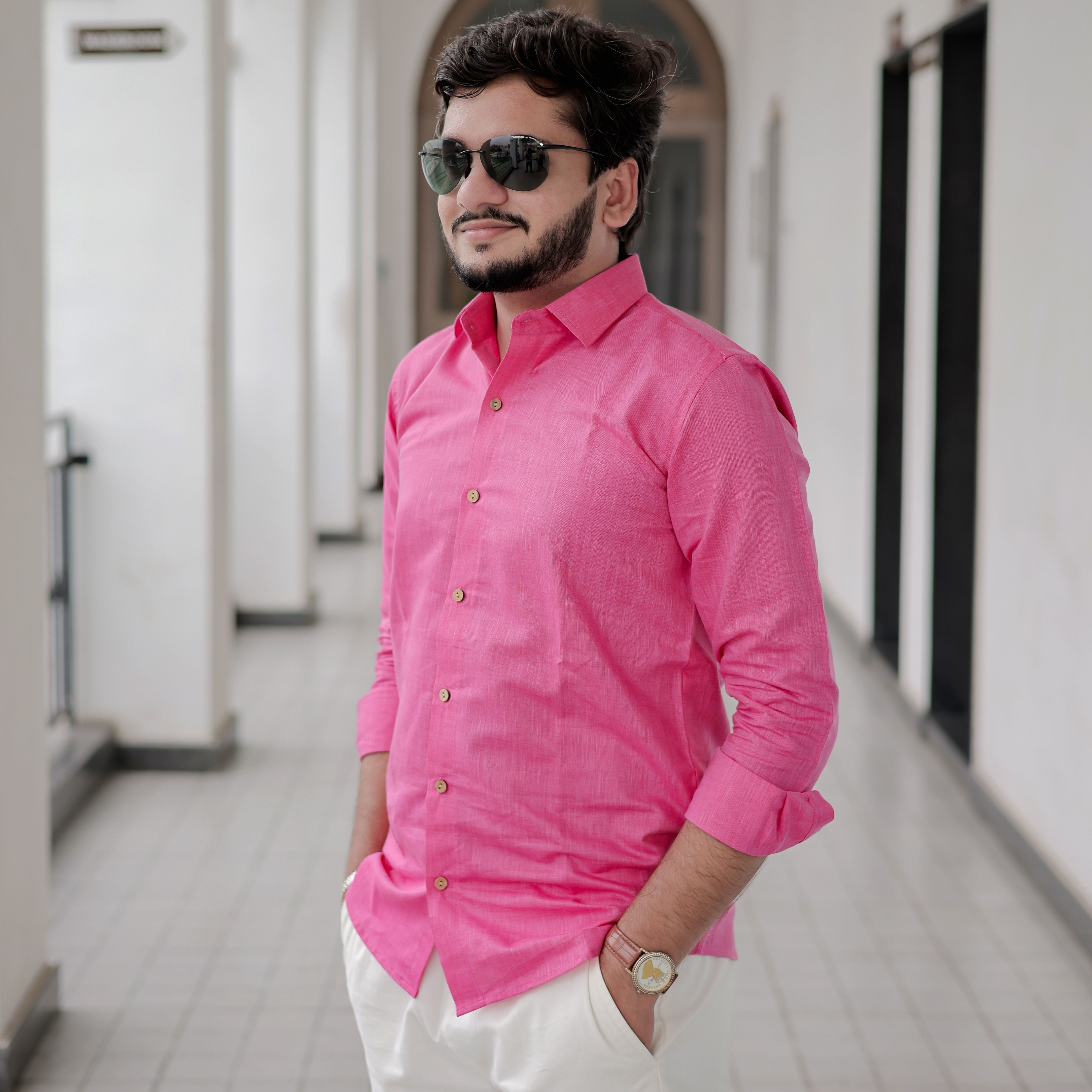 Everyday Wear Rose Flame Pure Linen Airy Soft Shirt