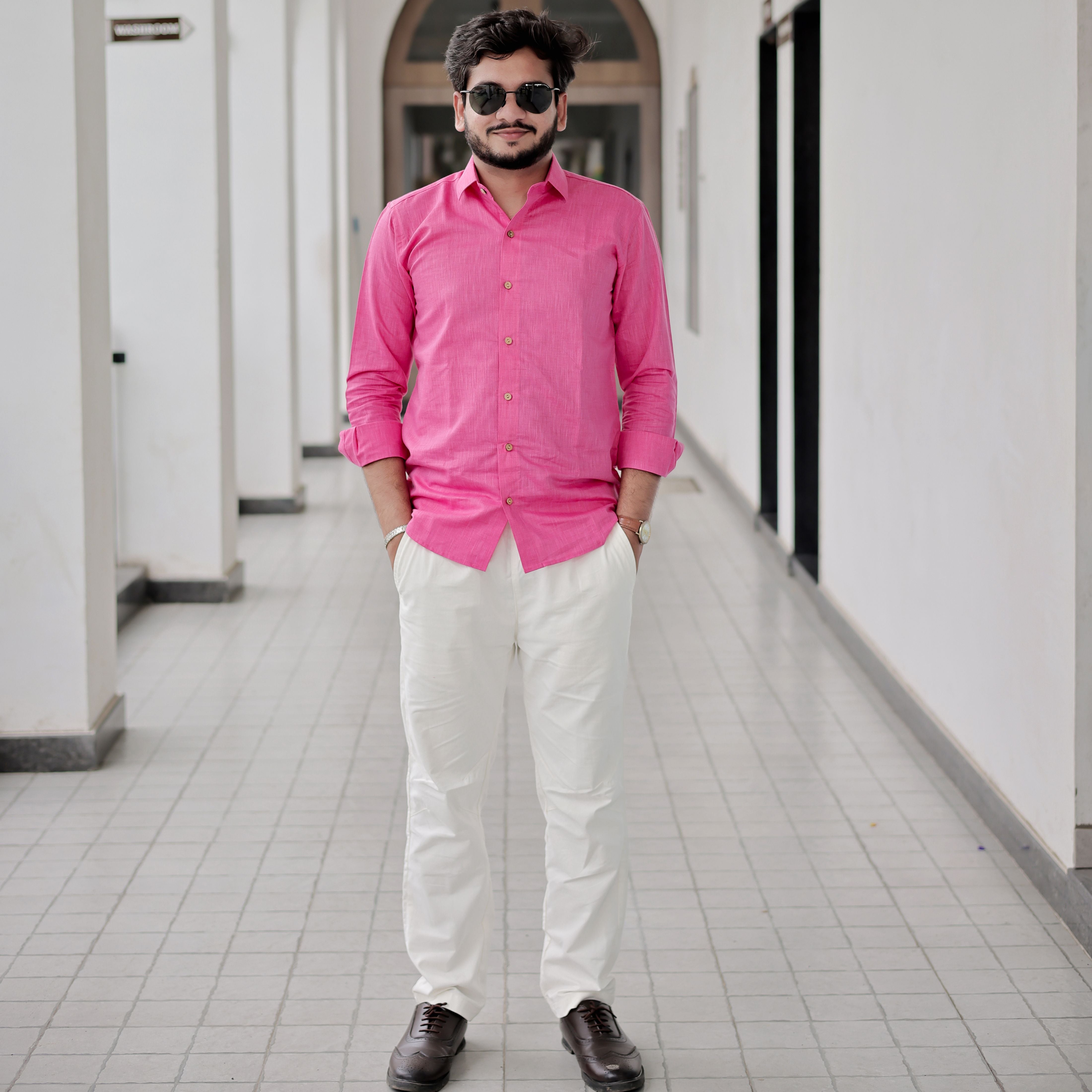 Everyday Wear Rose Flame Pure Linen Airy Soft Shirt
