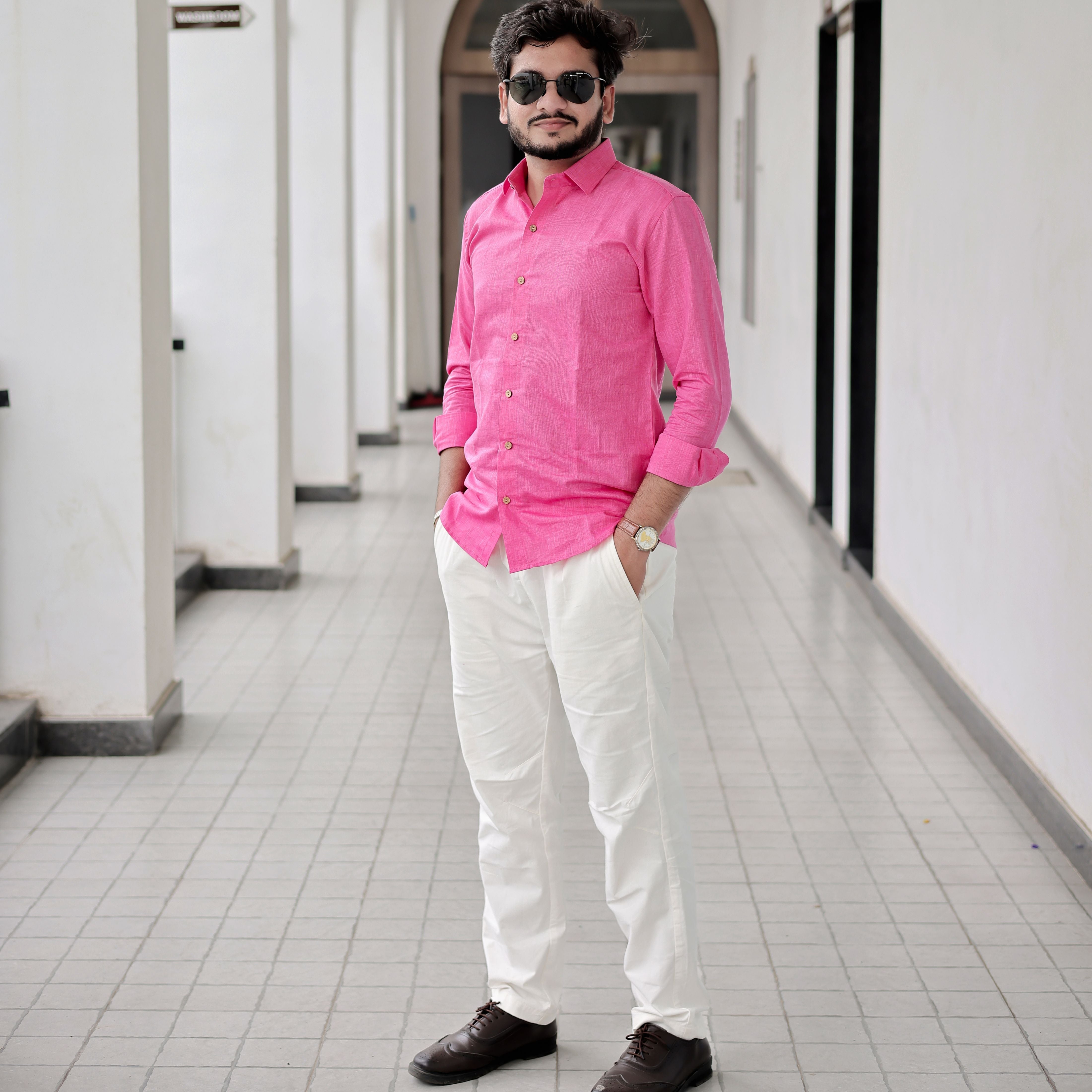 Everyday Wear Rose Flame Pure Linen Airy Soft Shirt