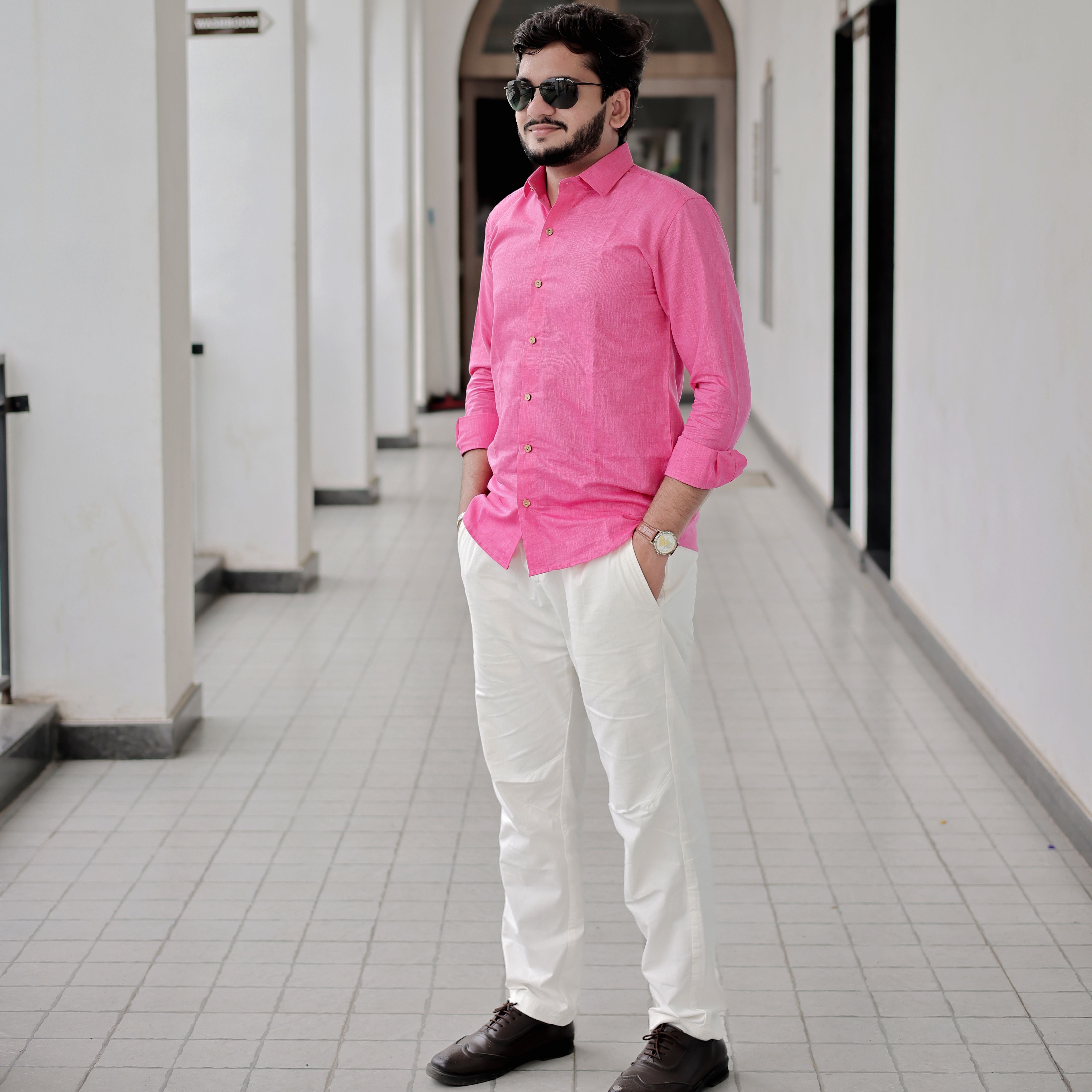 Everyday Wear Rose Flame Pure Linen Airy Soft Shirt