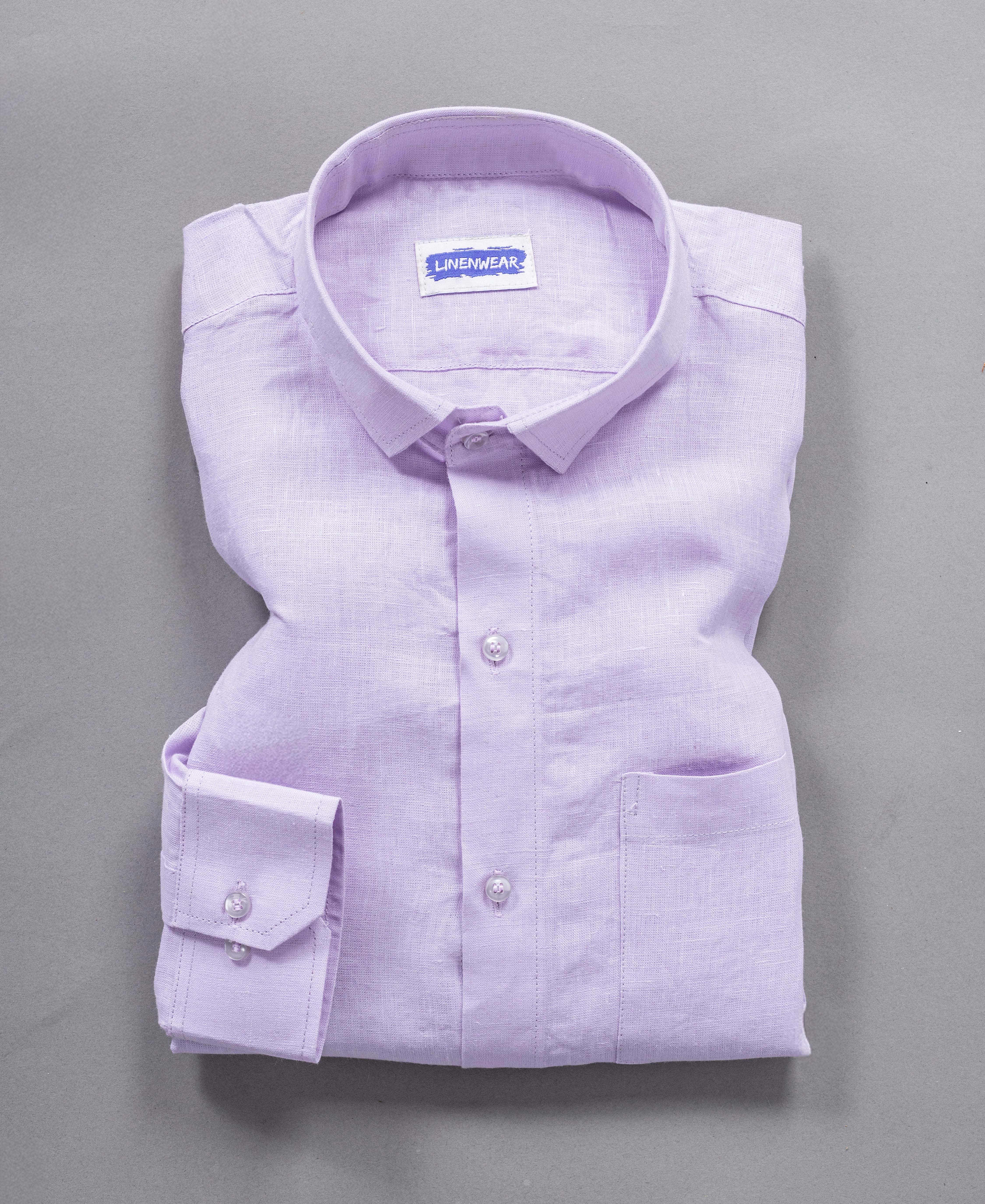 Pure Linen Shirt For Men Soft Fabric With Front Pocket