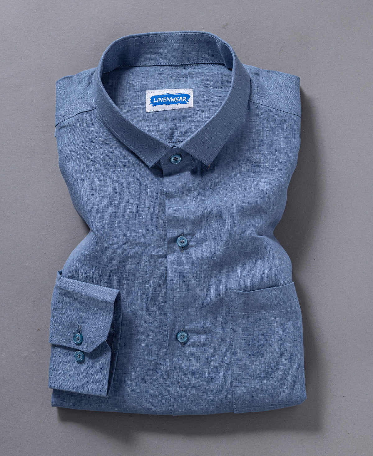 Pure Linen Stylish Everyday Denim Blue Shirt for Men