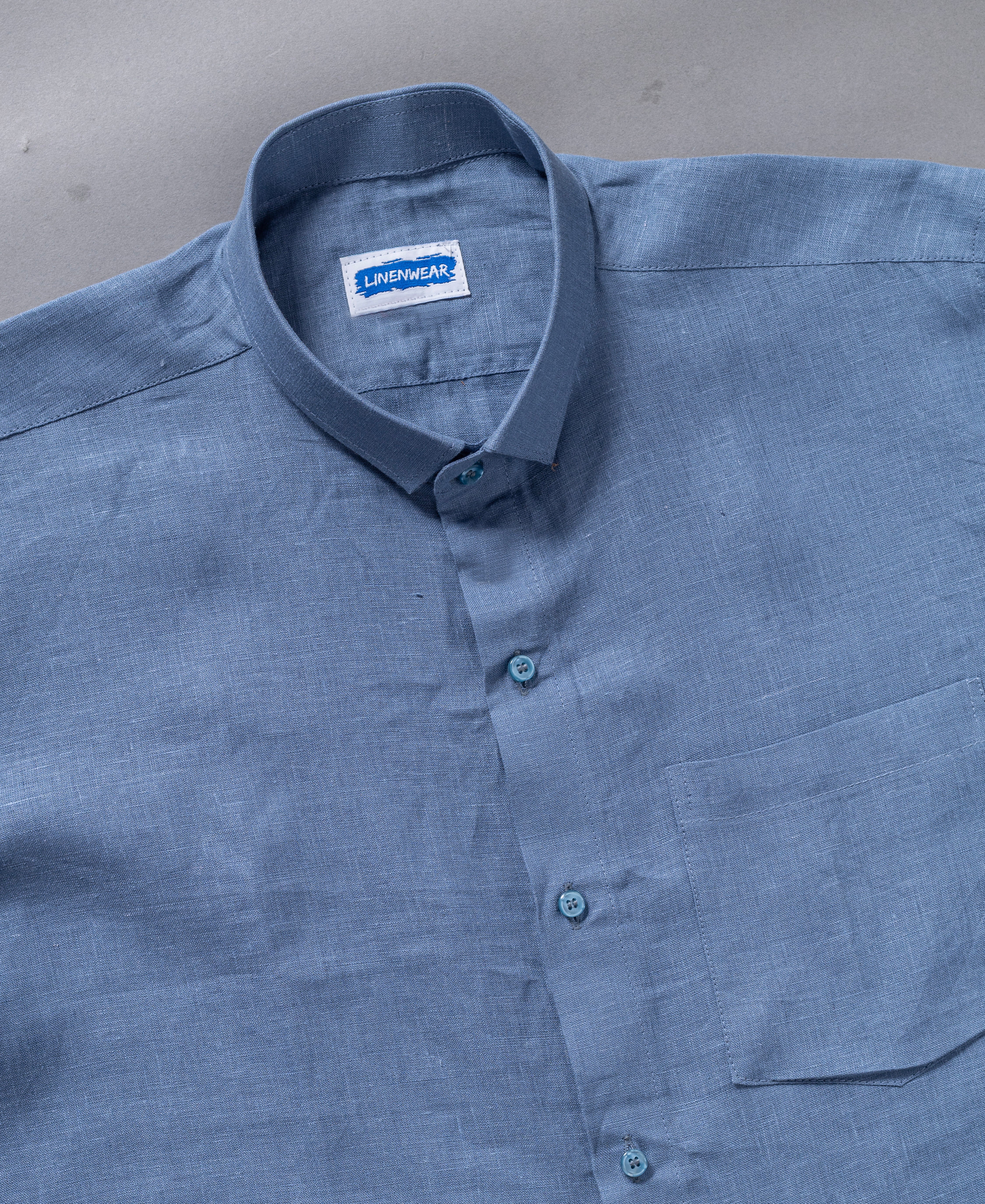 Blue Men's Pure Linen Shirt Everyday Comfort Wear