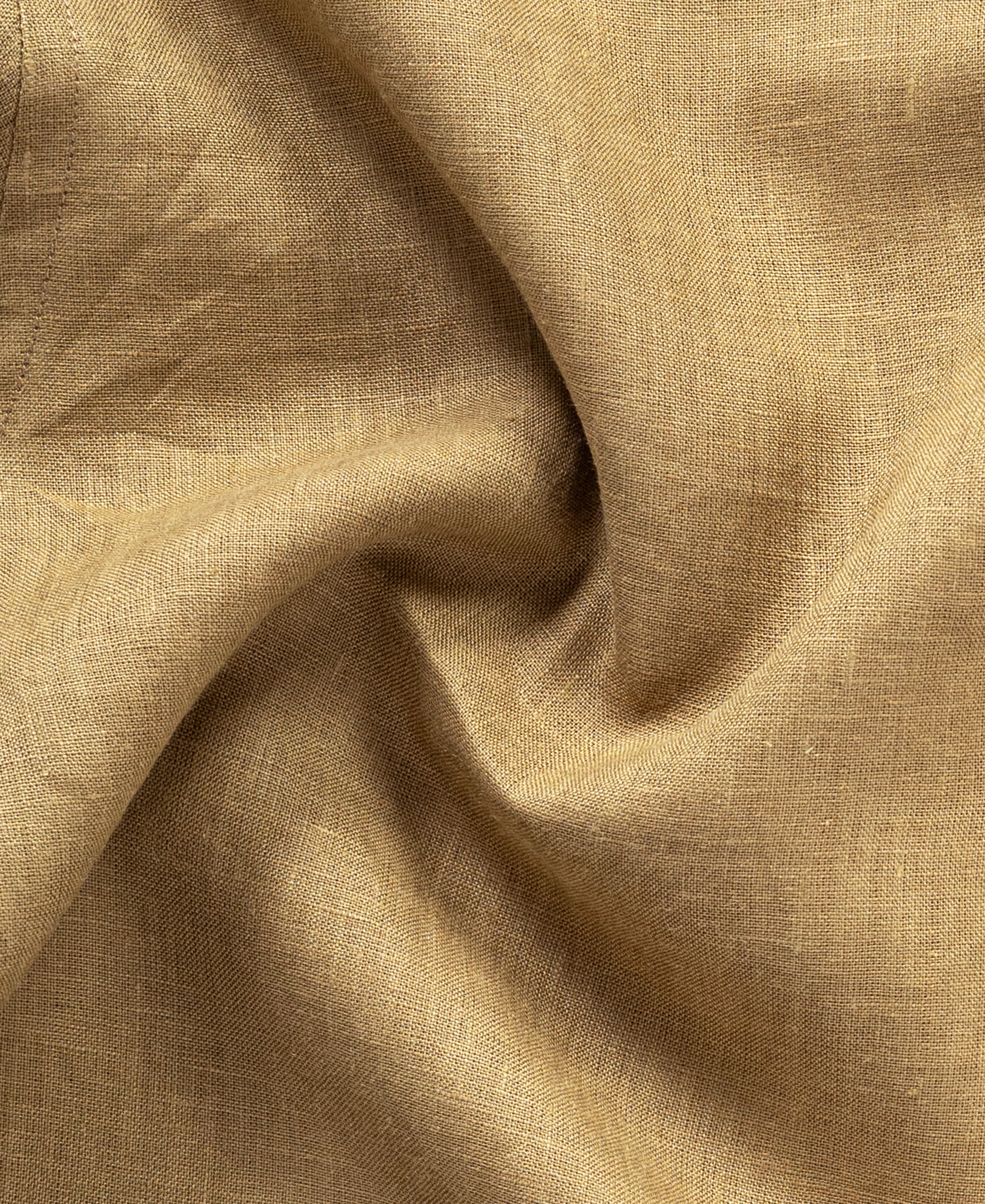 Olive Brown Pure Linen Shirt Relaxed Fit With Pocket