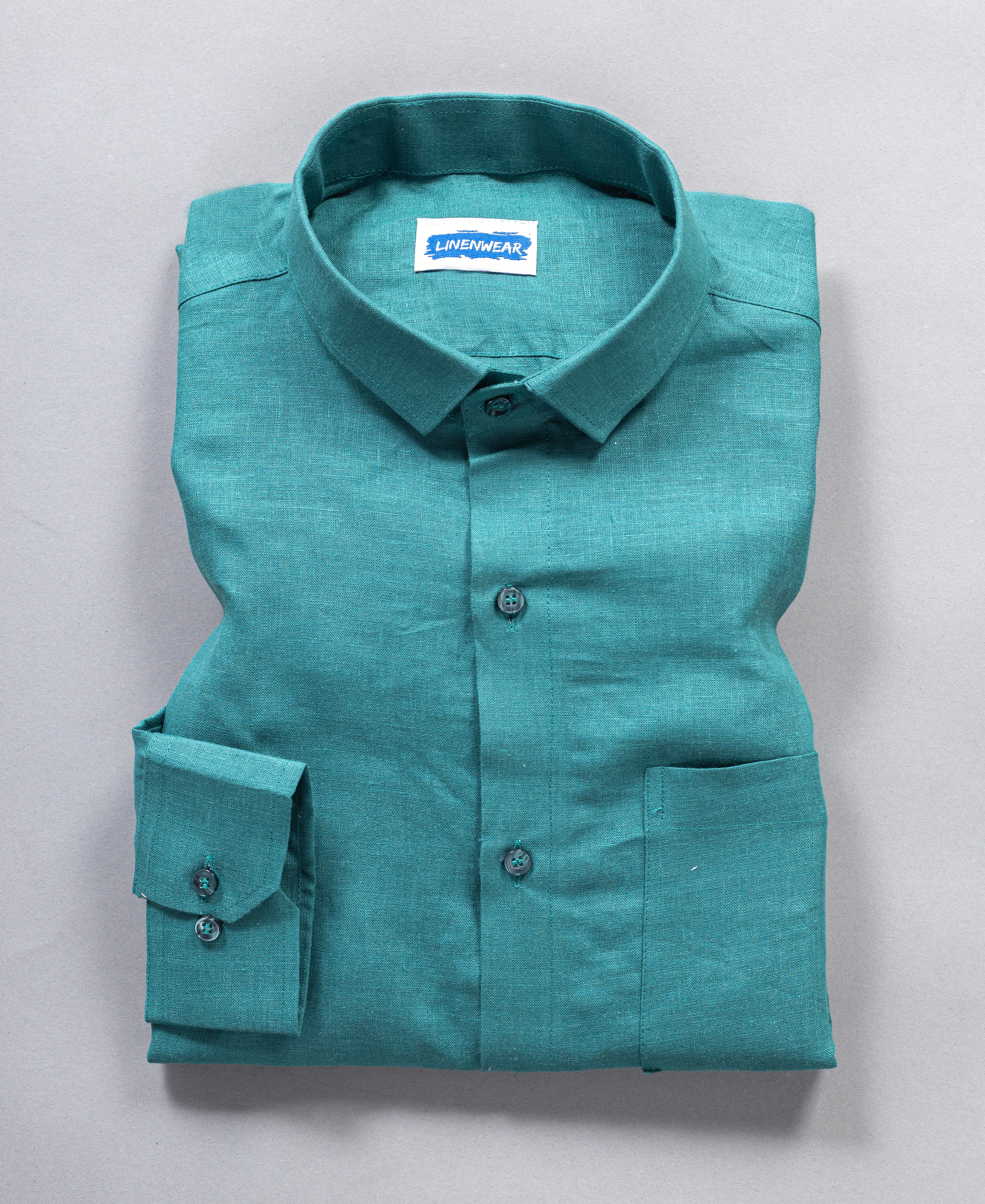 Dark Green Timeless Comfort Pure Linen Casual Shirt