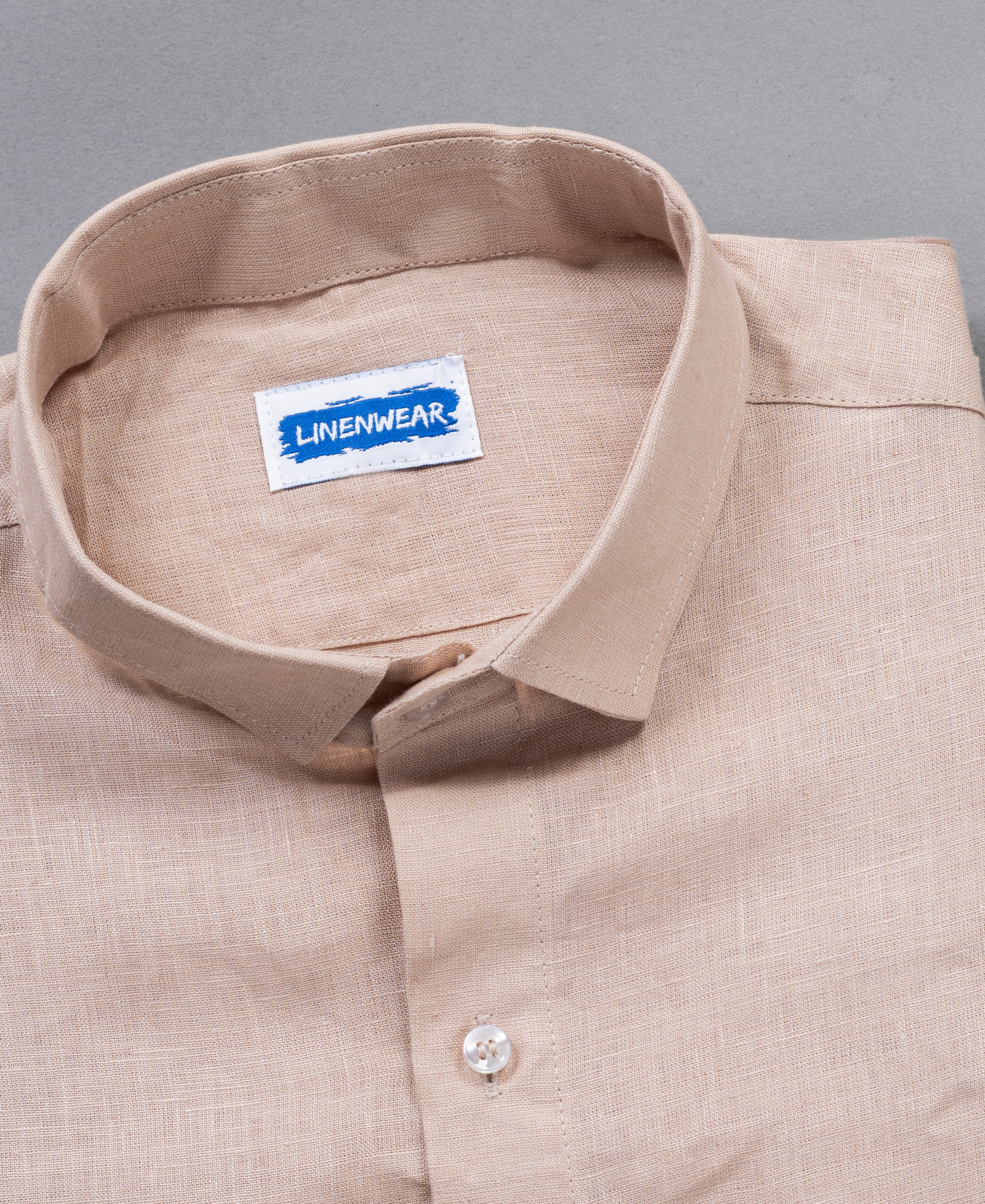 Beige Pure Linen Shirt For Men Lightweight Summer Style