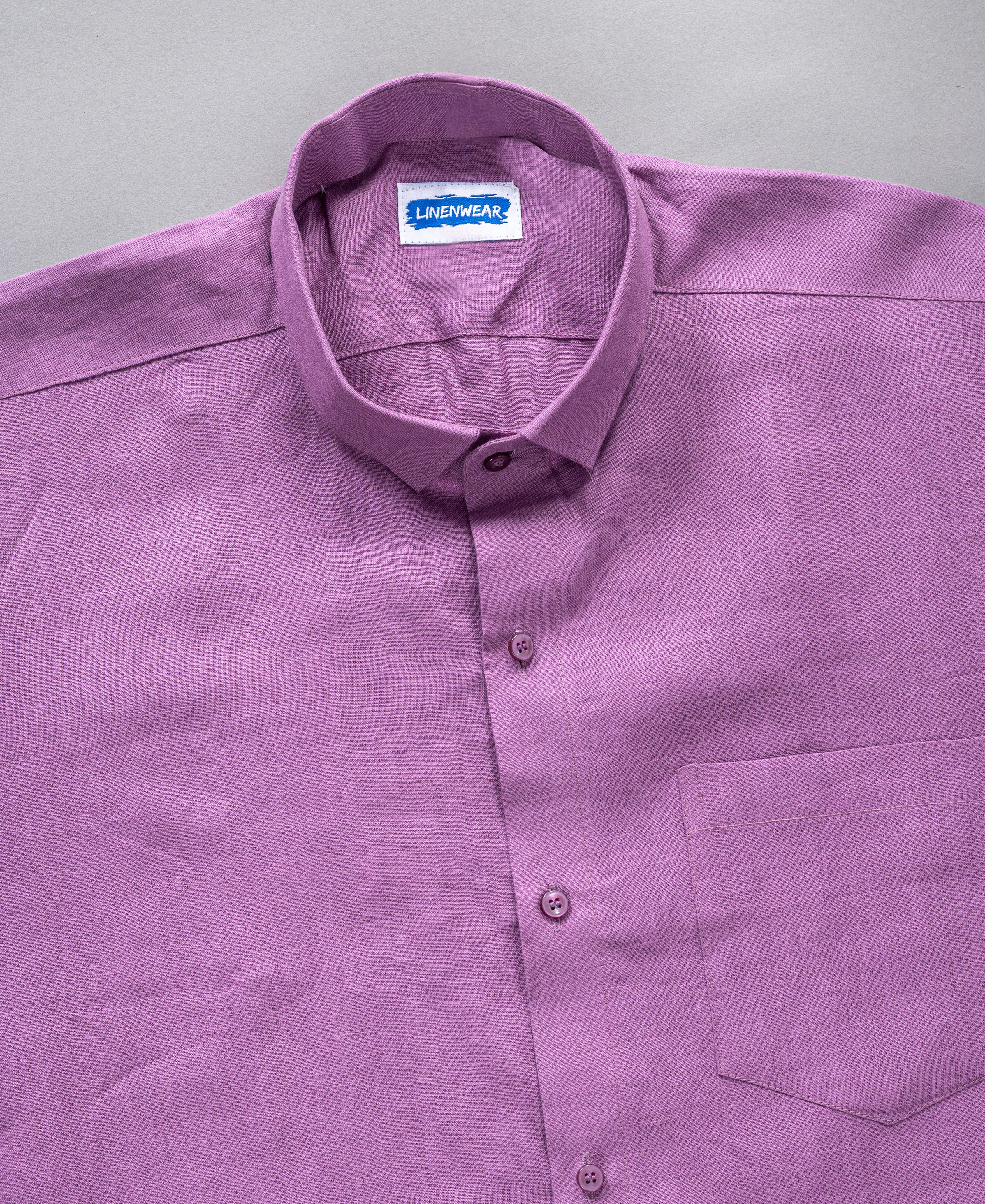 Purple Pure Linen Shirt Elegant Casual Wear With Smooth Finish