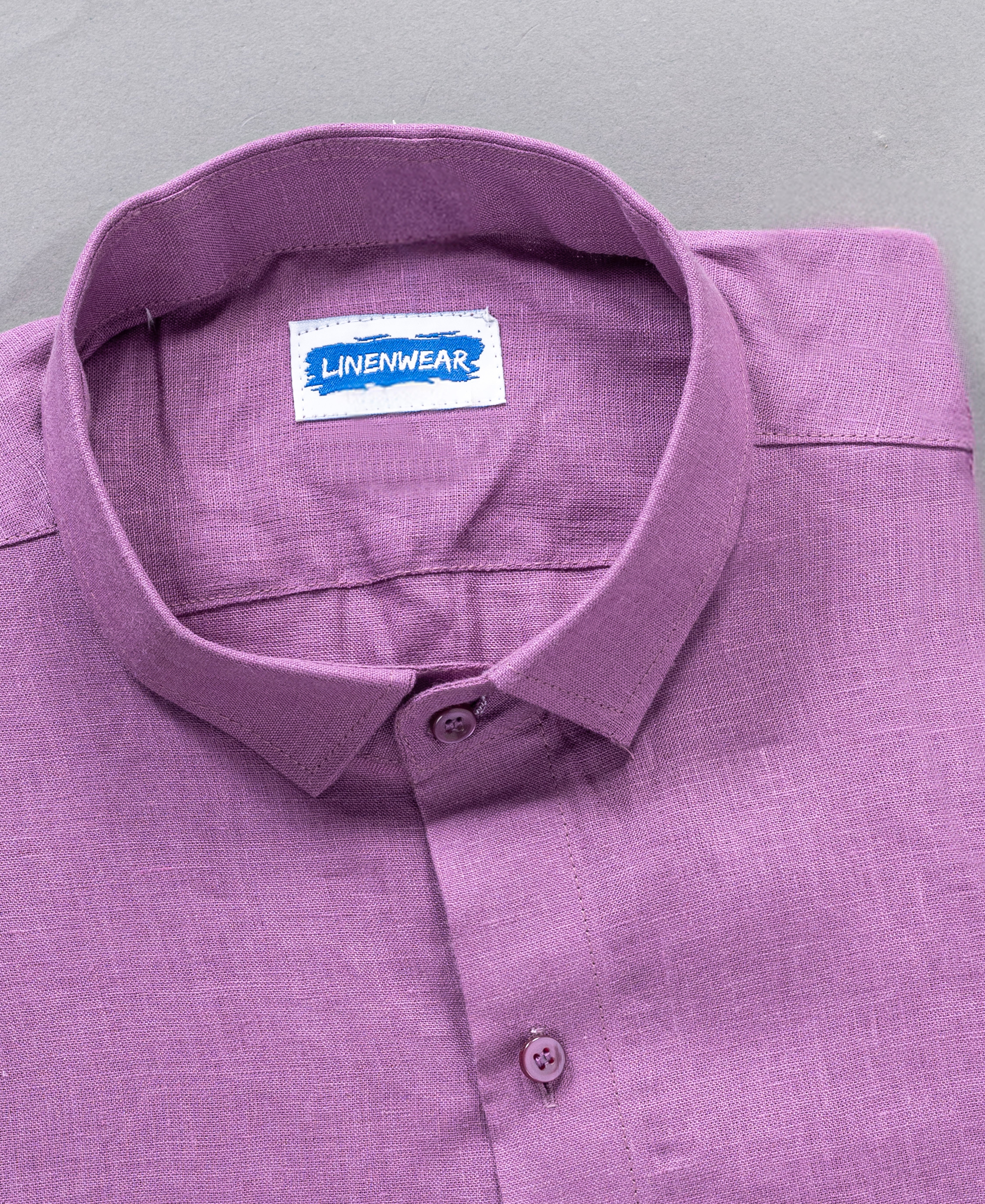 Purple Pure Linen Shirt Elegant Casual Wear With Smooth Finish