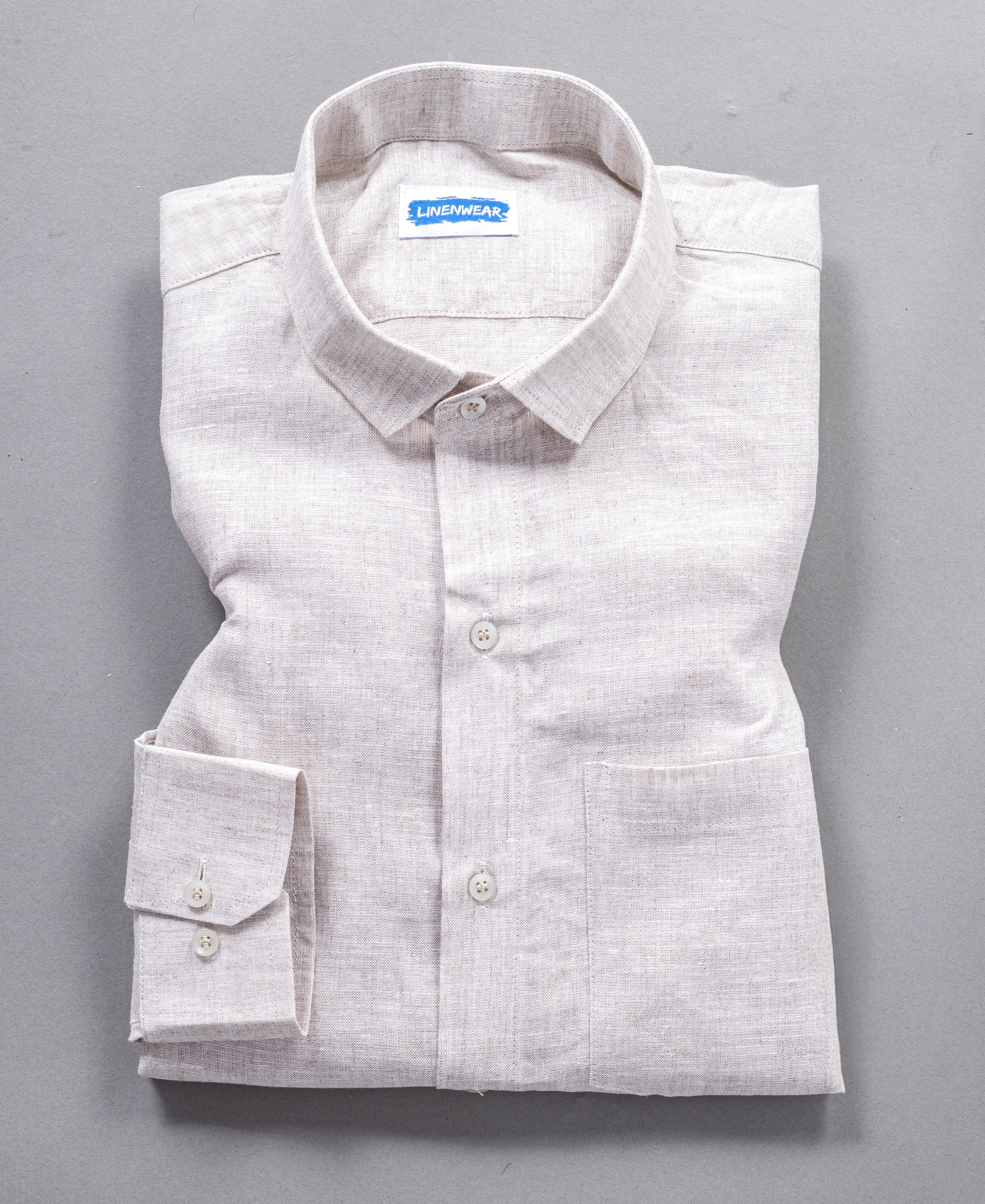 Off White Mens Pure Linen Shirt Soft Fabric Natural Classic Look