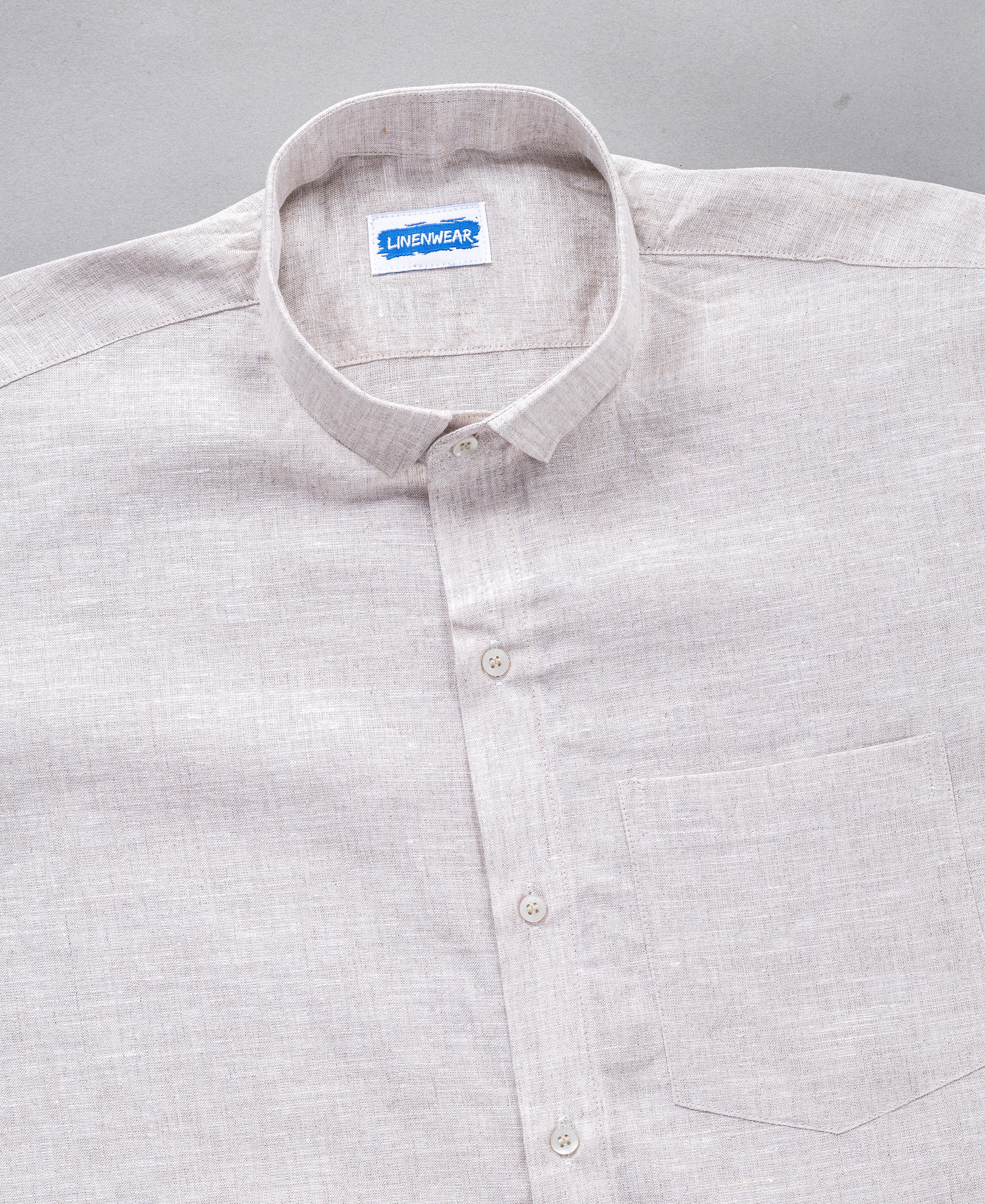 Off White Mens Pure Linen Shirt Soft Fabric Natural Classic Look