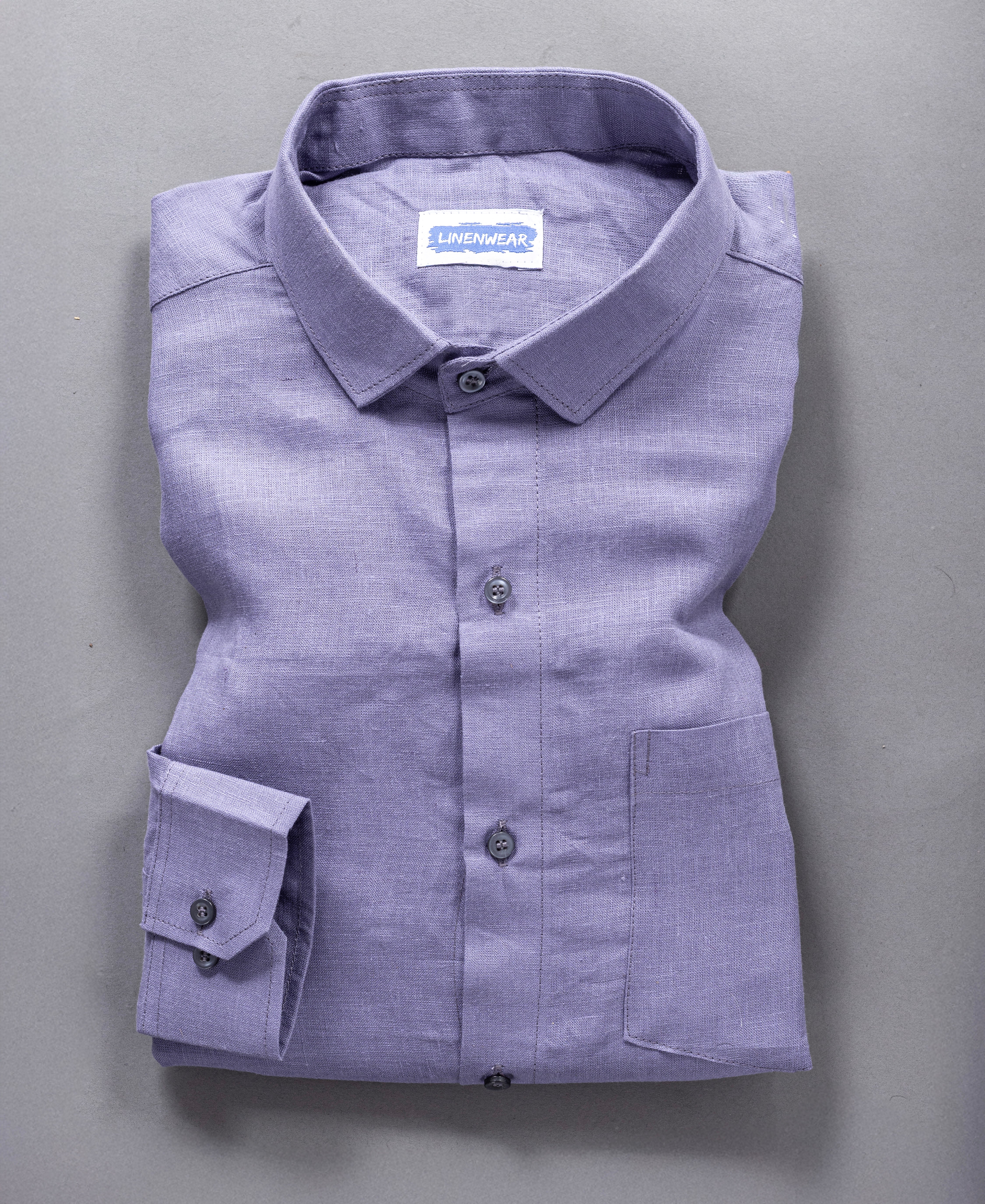Modern Casual Style Lavender Pure Linen Shirt