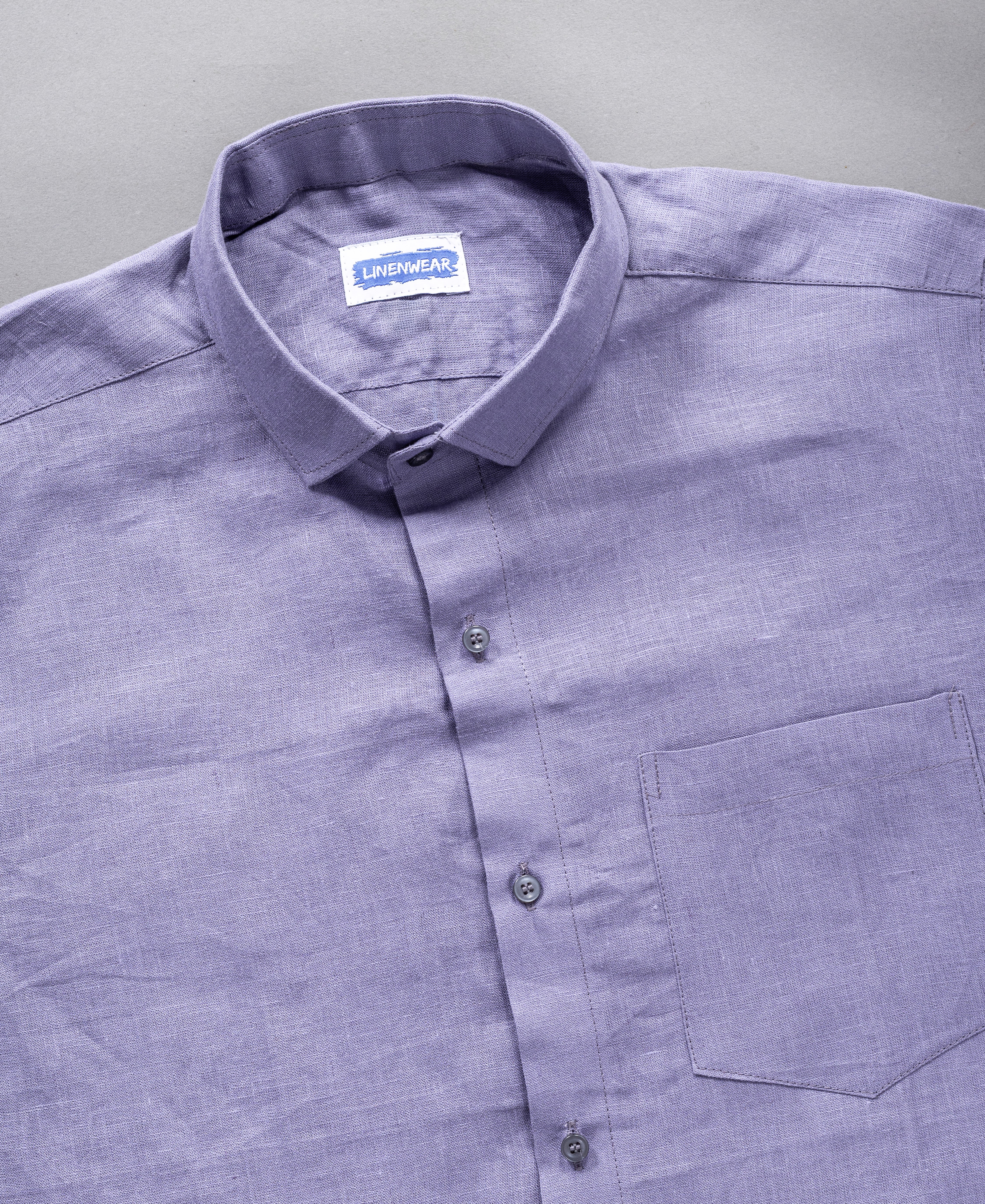 Modern Casual Style Lavender Pure Linen Shirt