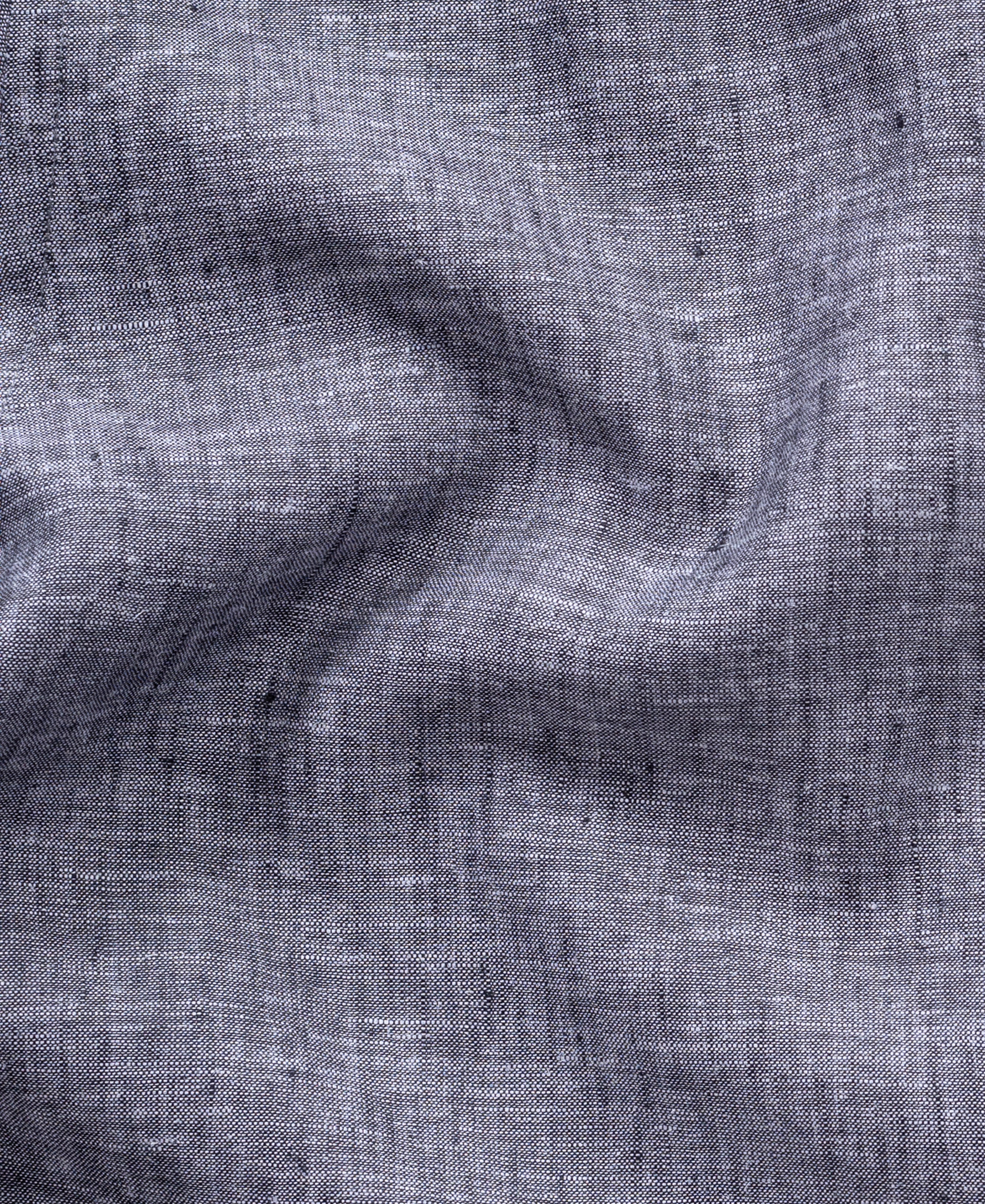 Dark Grey Pure Linen Shirt Rustic Texture With Wooden Buttons