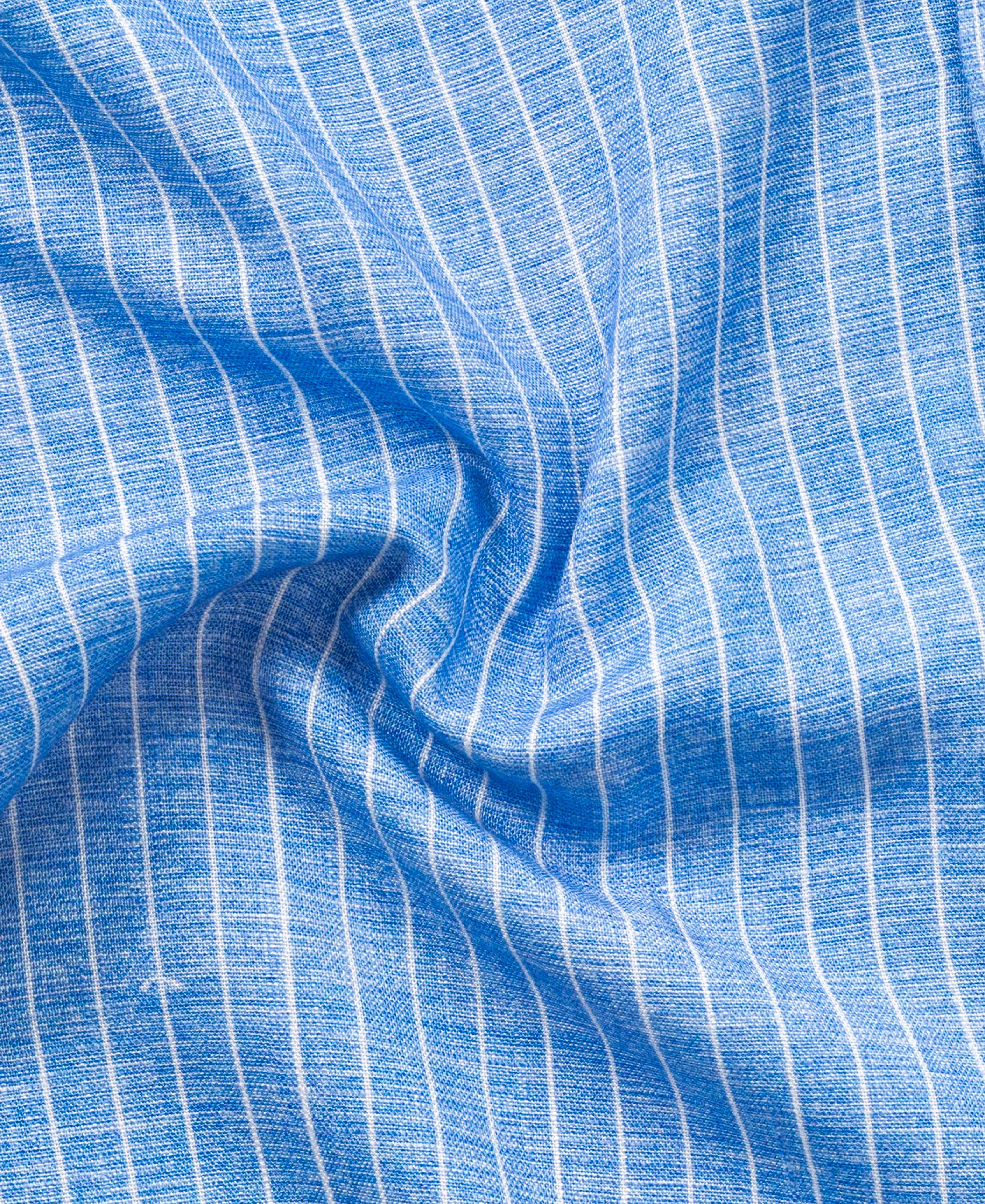 Cool Coastal Casual Sky Blue Striped Hemp Linen Shirt