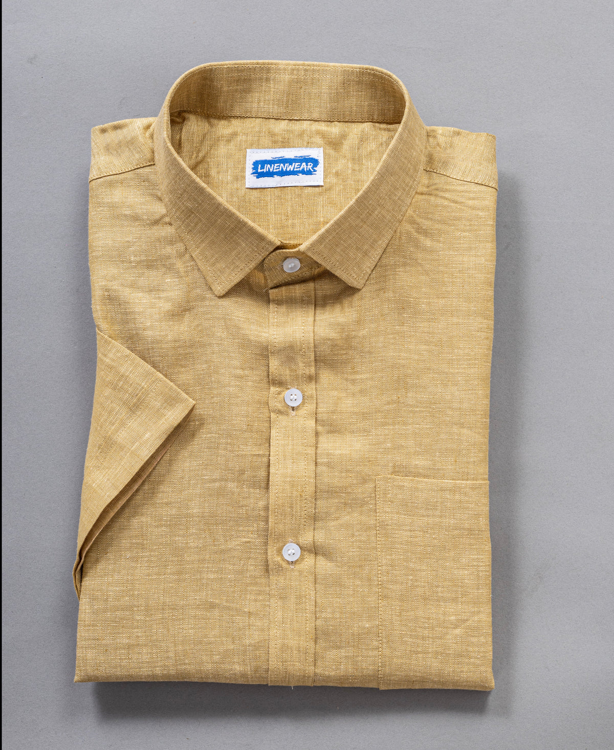 Half Sleeve Cotton Linen Shirt for Men – Olive Green Casual Wear