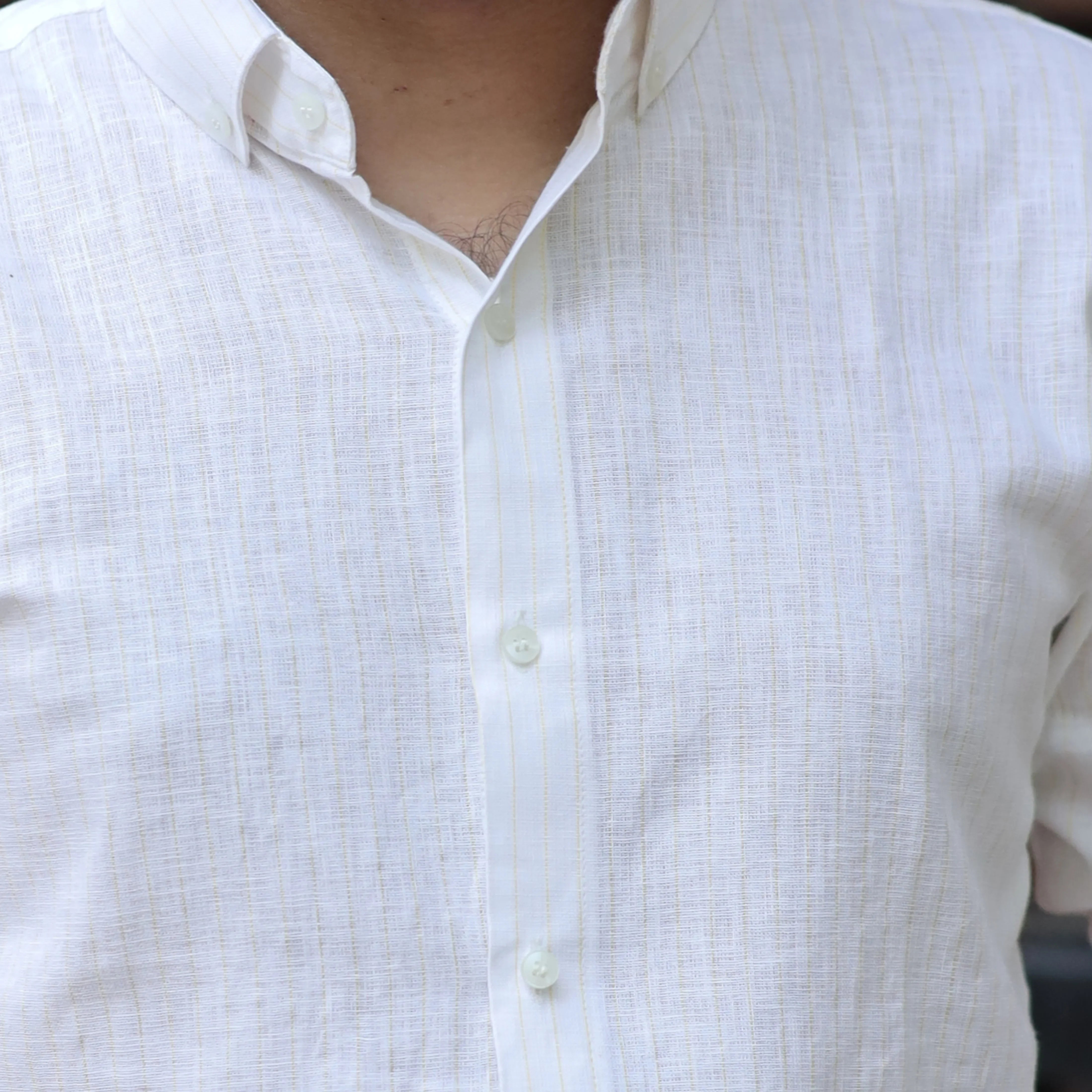 White Cotton Linen Button Down Shirt for Men – Casual & Office Wear