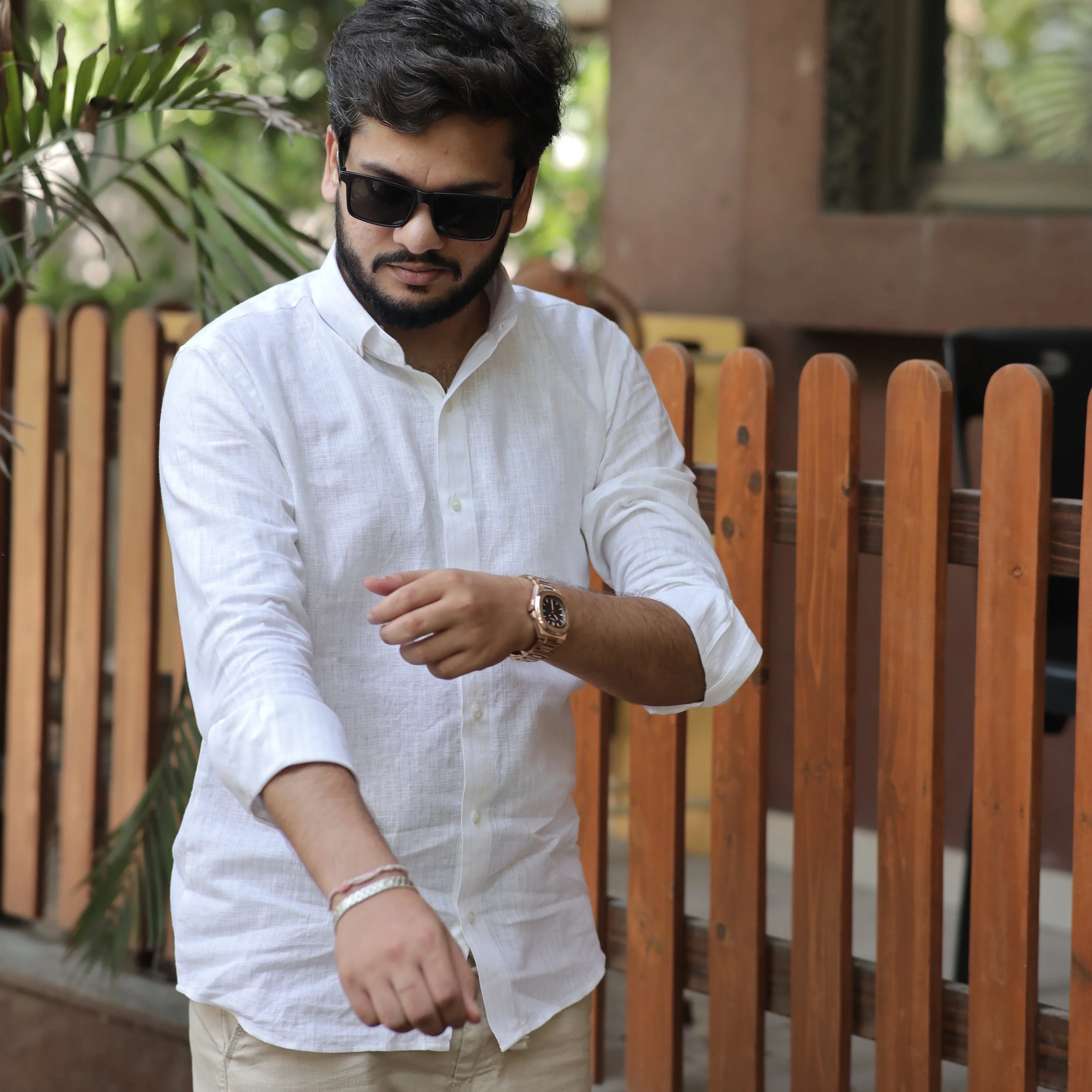 White Cotton Linen Button Down Shirt for Men – Casual & Office Wear