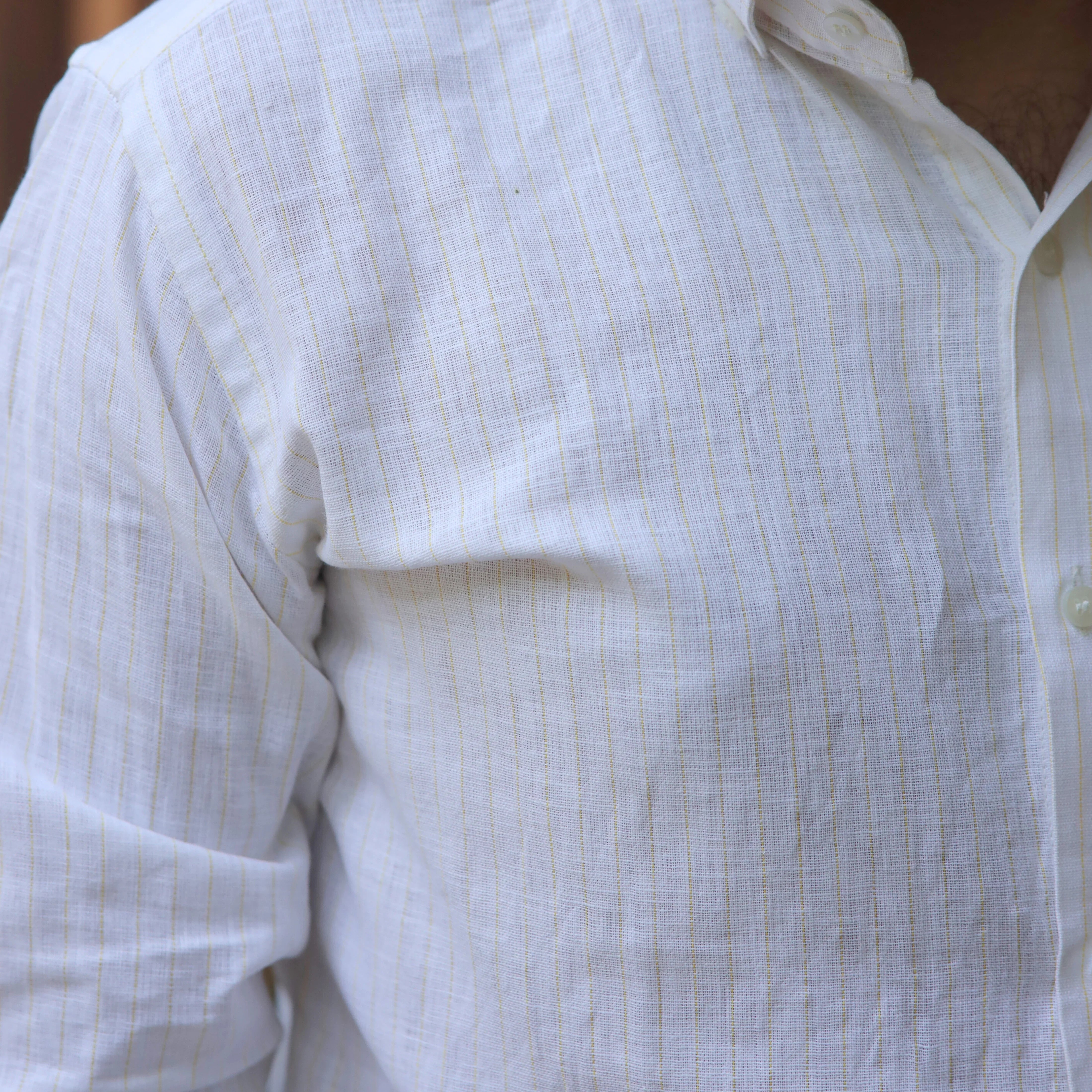 White Cotton Linen Button Down Shirt for Men – Casual & Office Wear