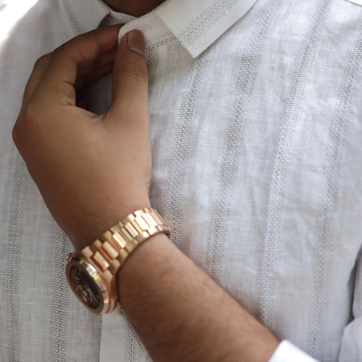 White Pure Linen Textured Shirt for Men – Breathable Casual Fit