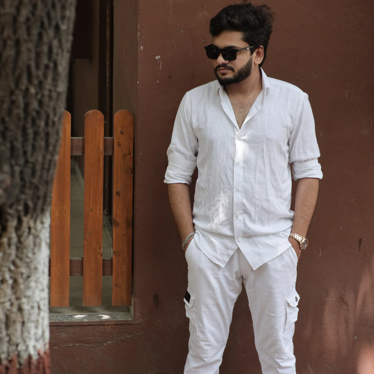 White party wear linen shirt