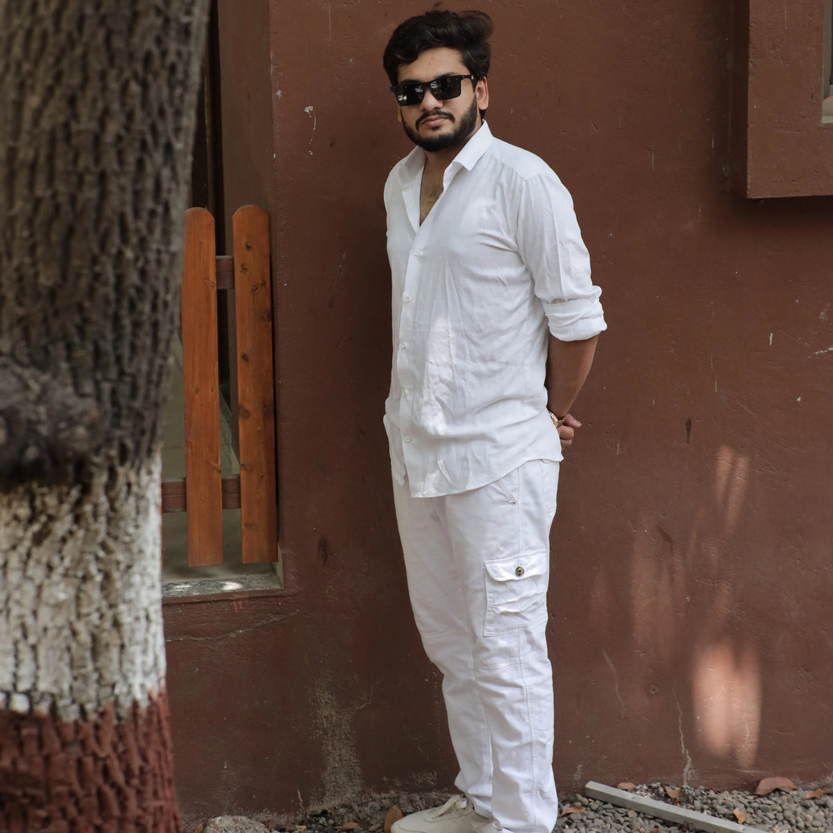 White casual linen shirt