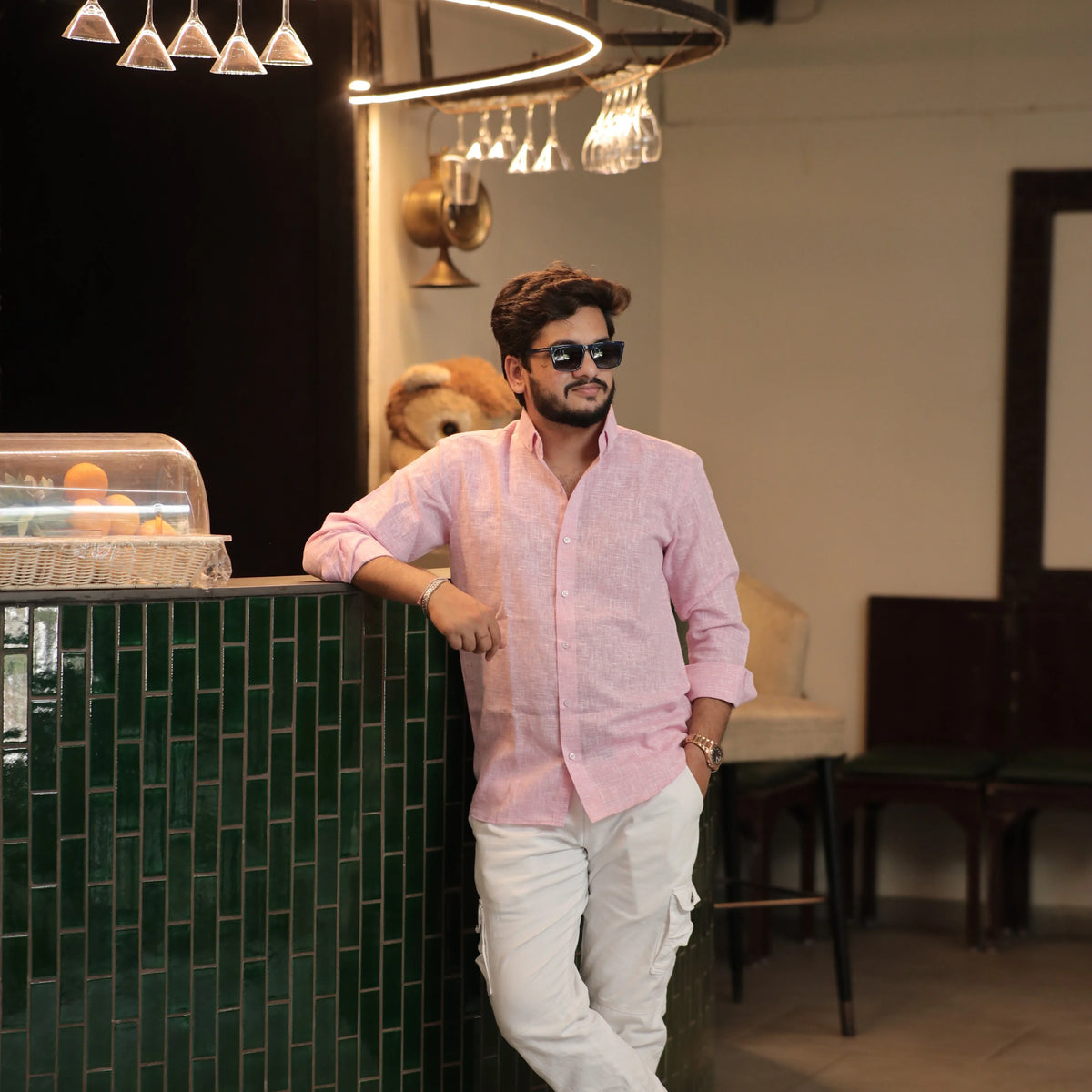 Party wear pink shirt men