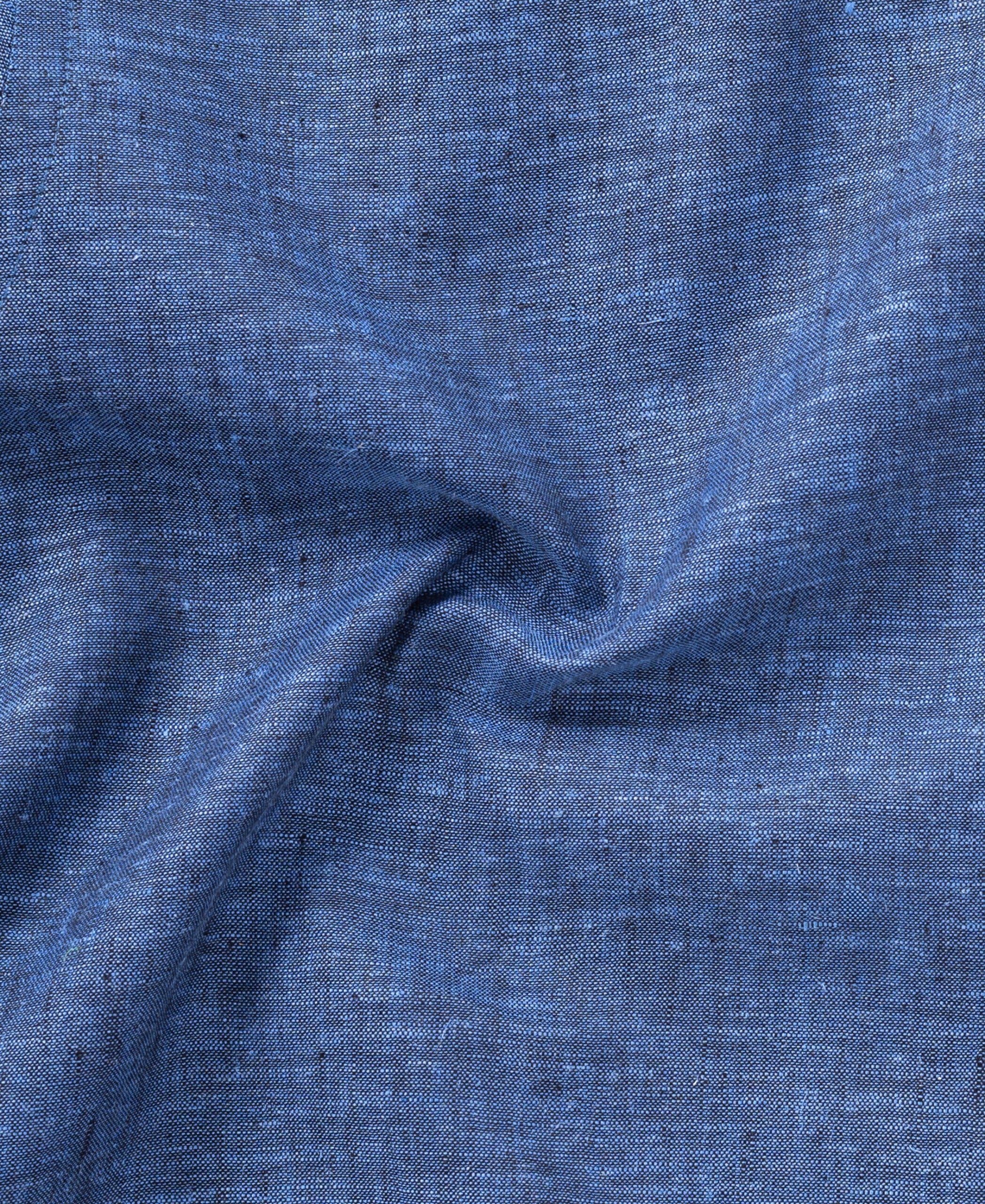 Blue Textured Pure Linen Shirt Full Sleeve Casual Beachwear Look