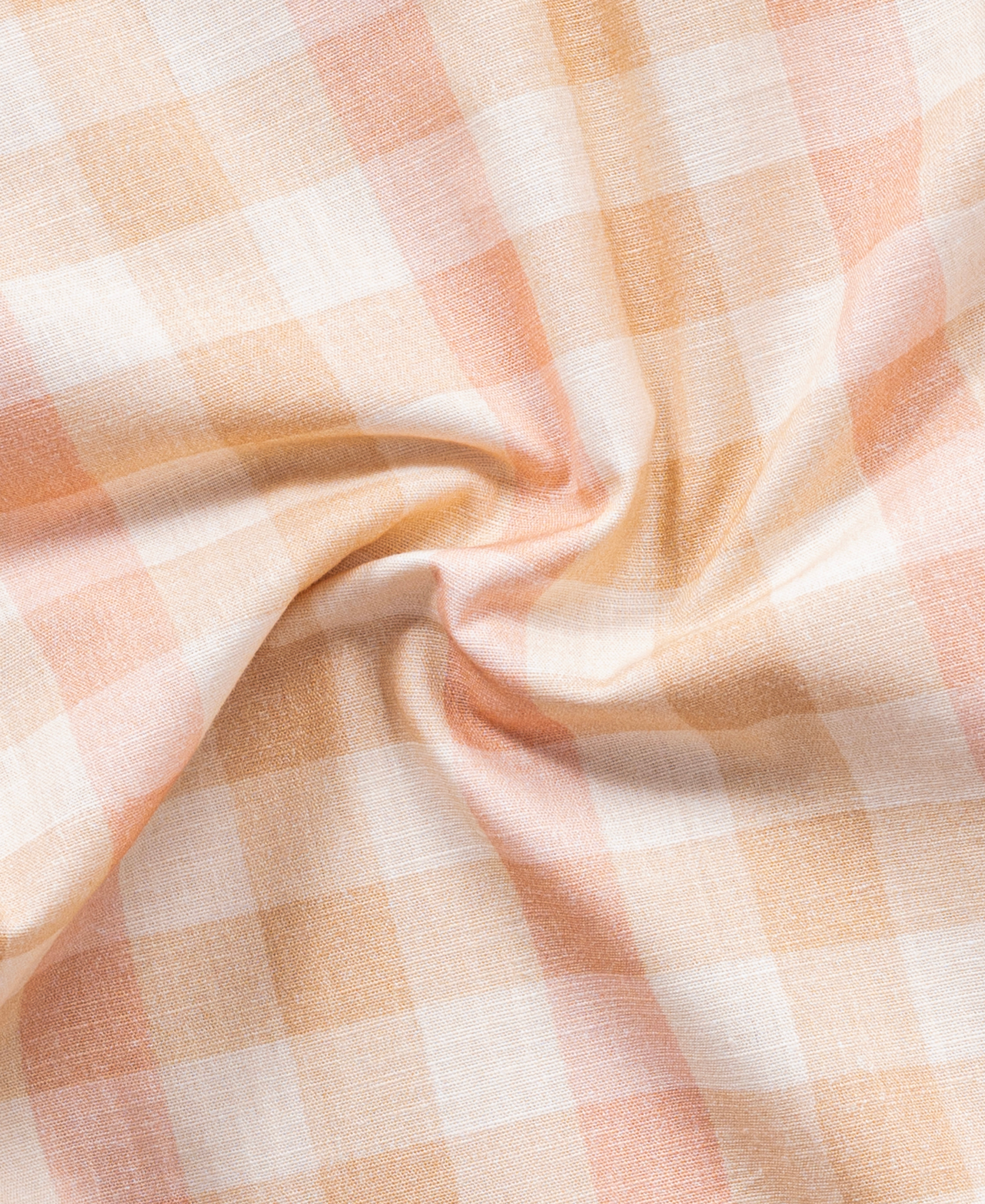 Checked Cotton Linen Shirt for Men – Lightweight Peach and Pink Checks