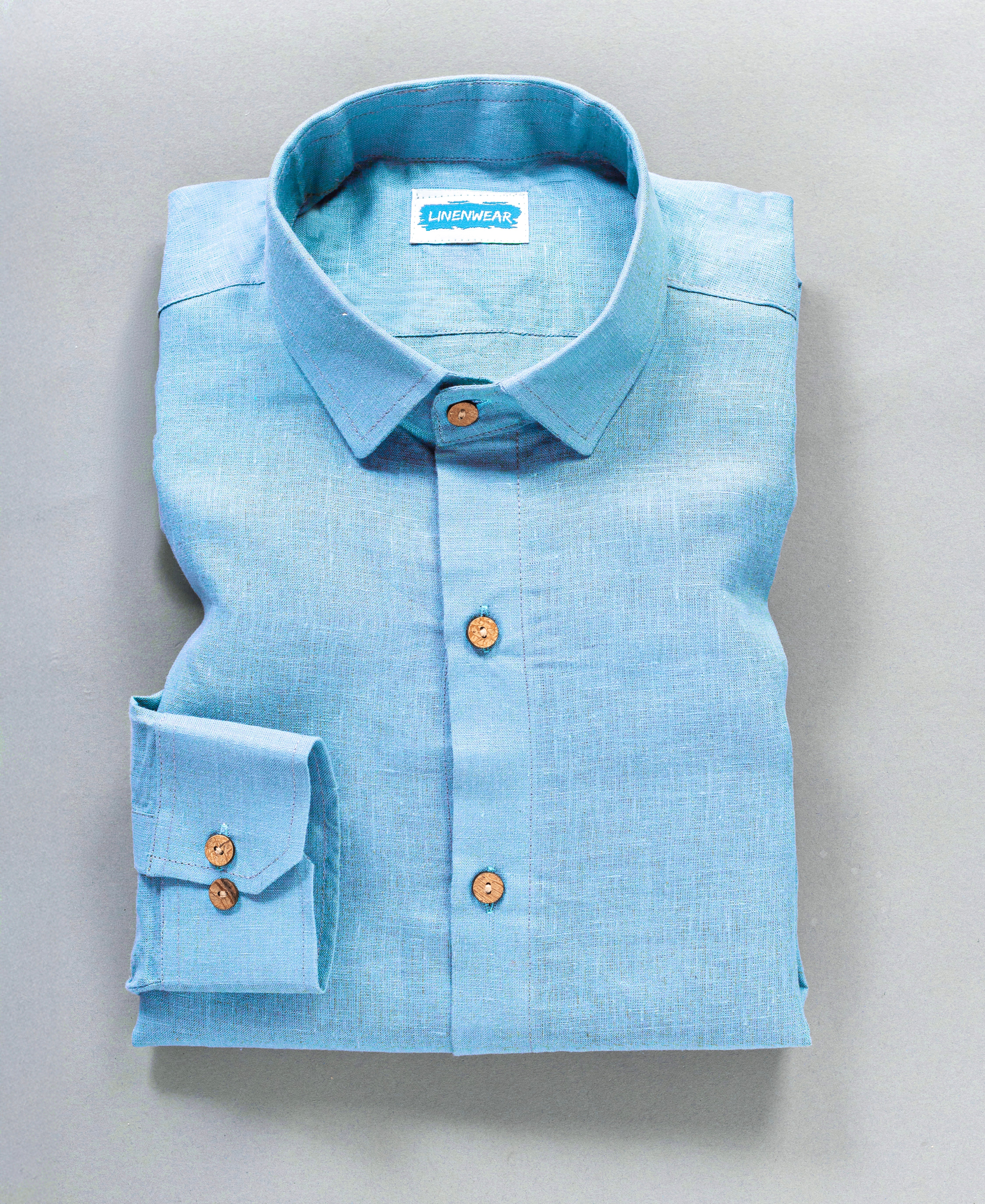 Cool Breeze Sky Blue Pure Linen Everyday Shirt for Men